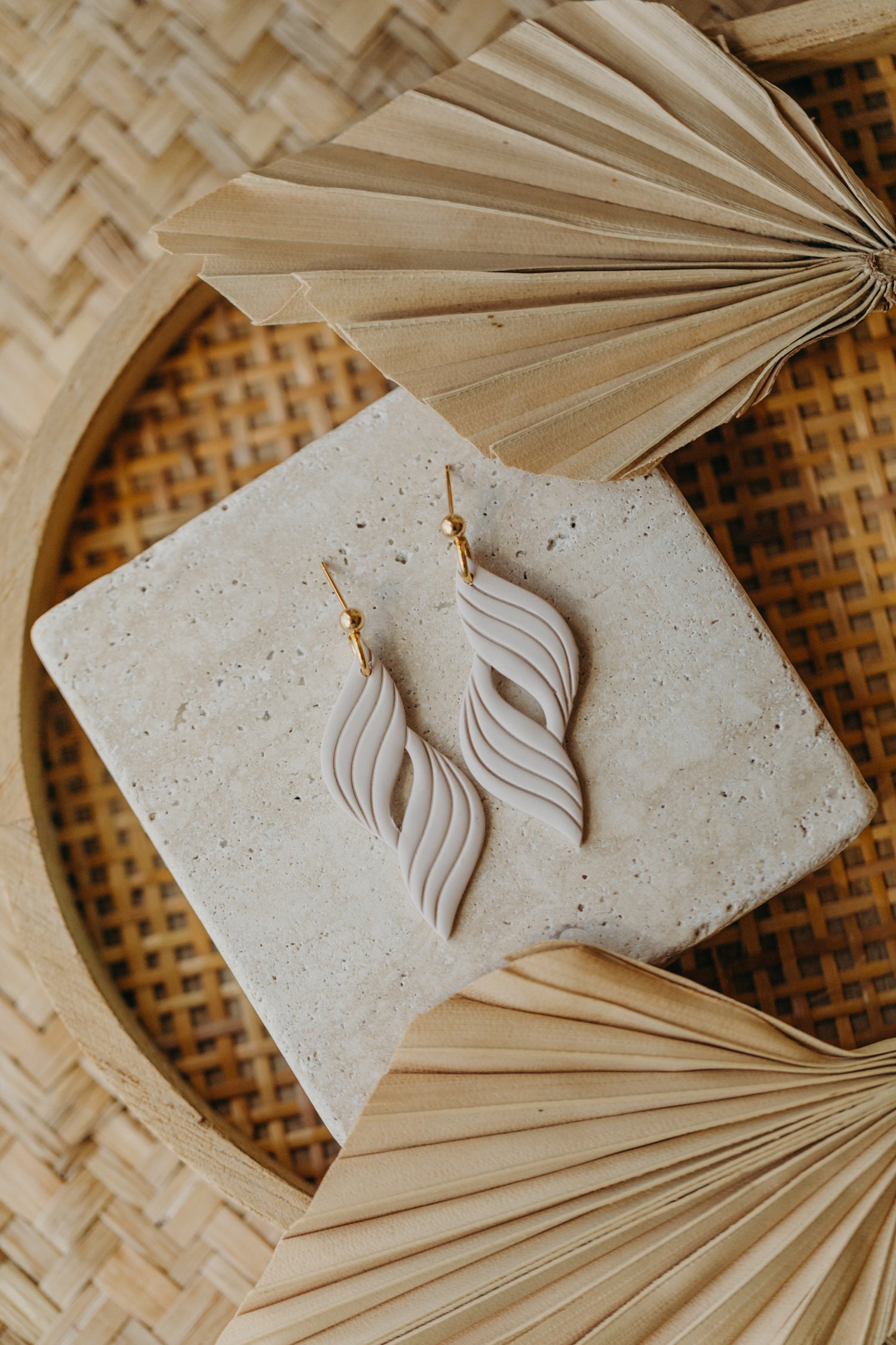 Francesca - Polymer clay earrings in orange, light purple and red