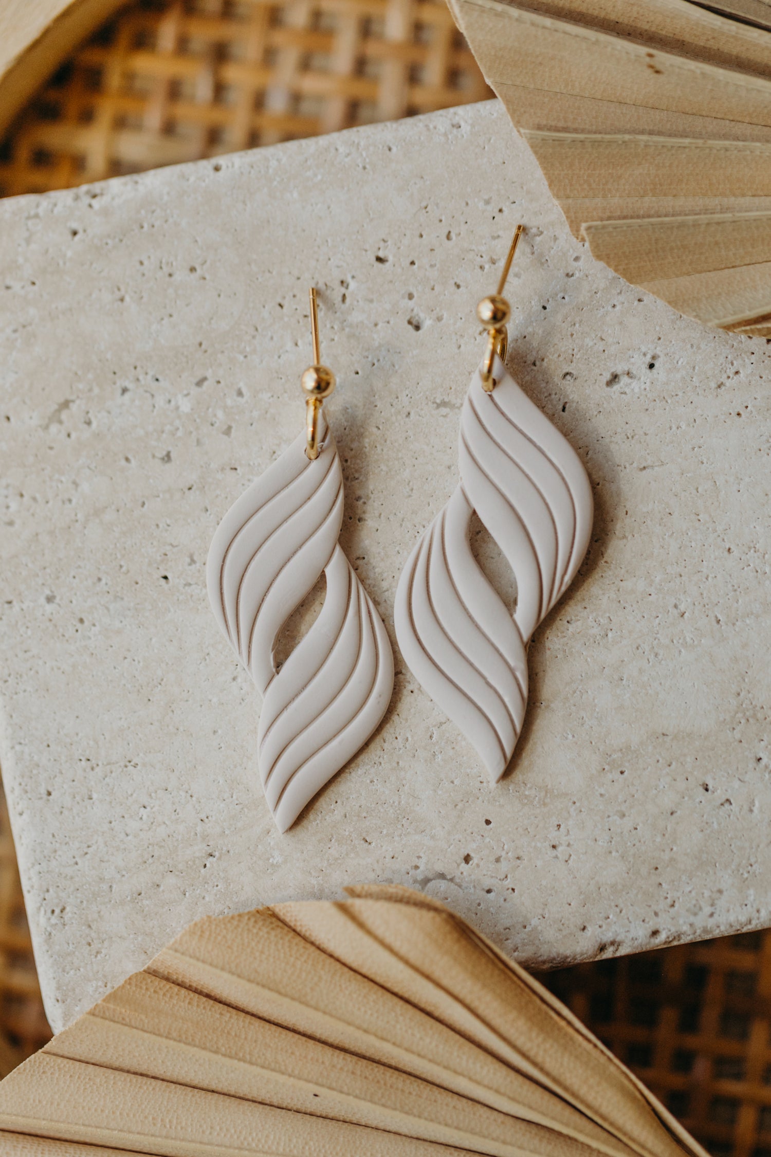 Francesca - Polymer clay earrings in orange, light purple and red