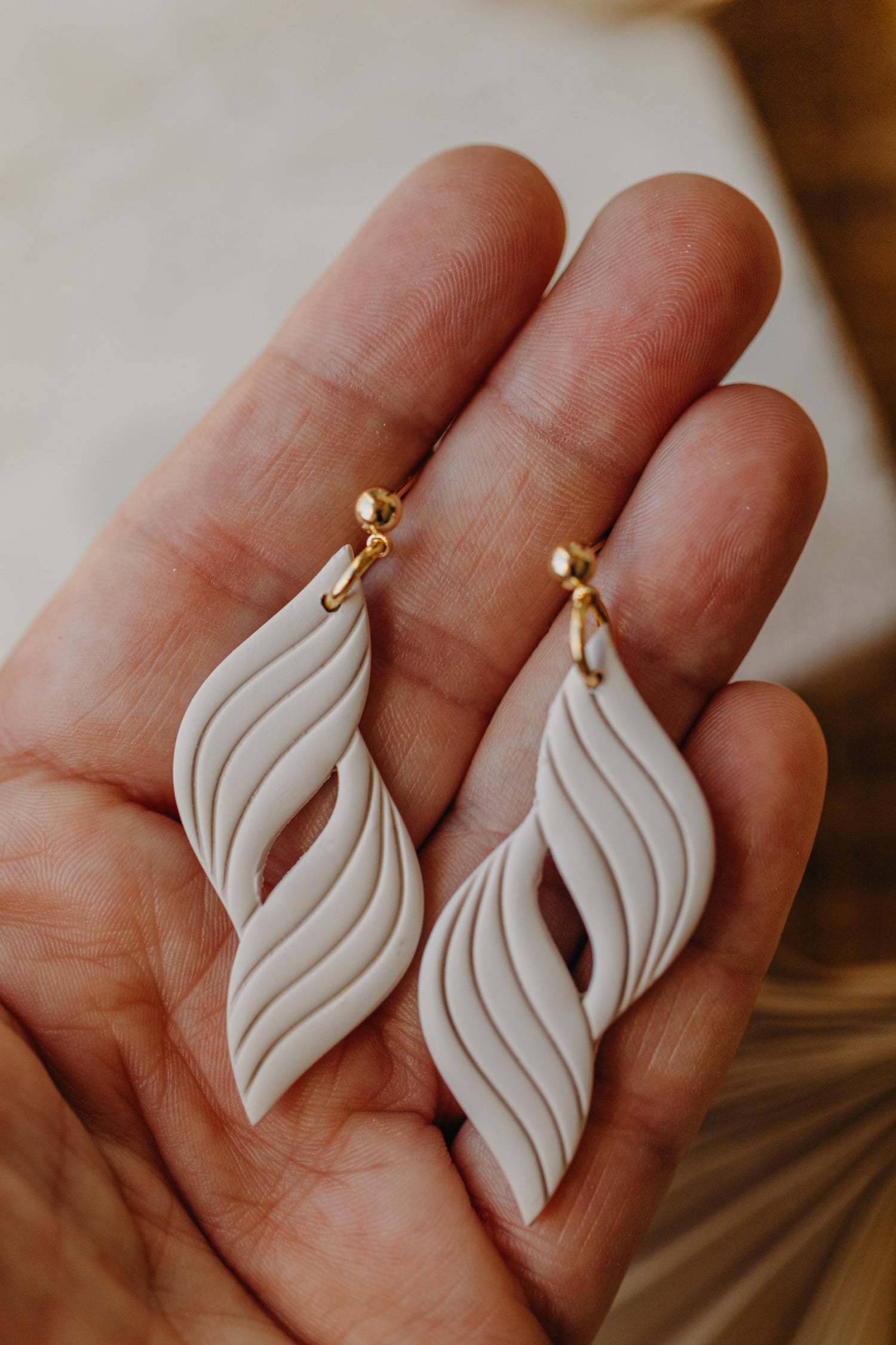 Francesca - Polymer clay earrings in orange, light purple and red