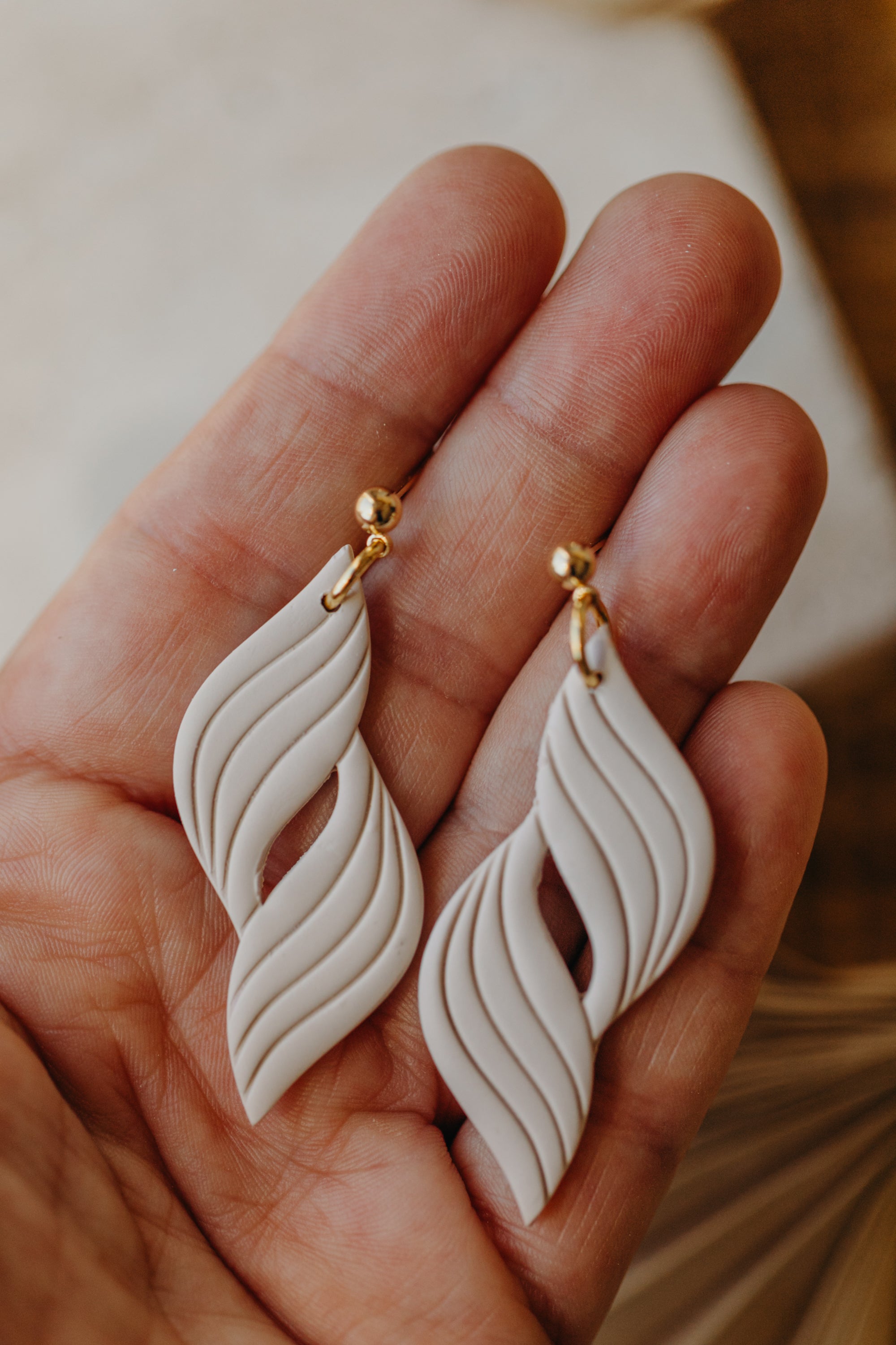 Francesca - Polymer clay earrings in orange, light purple and red