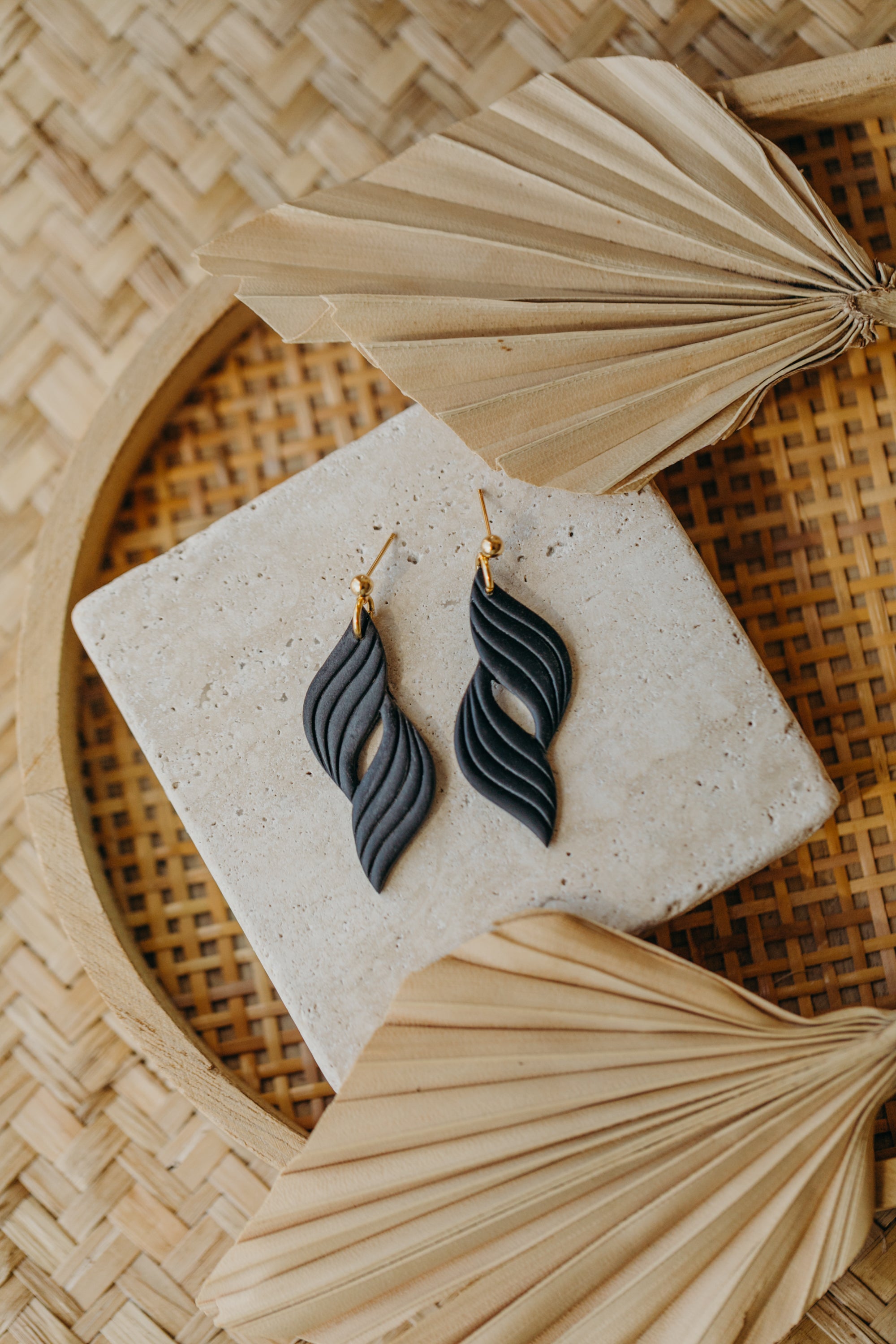 Francesca - Polymer clay earrings in orange, light purple and red