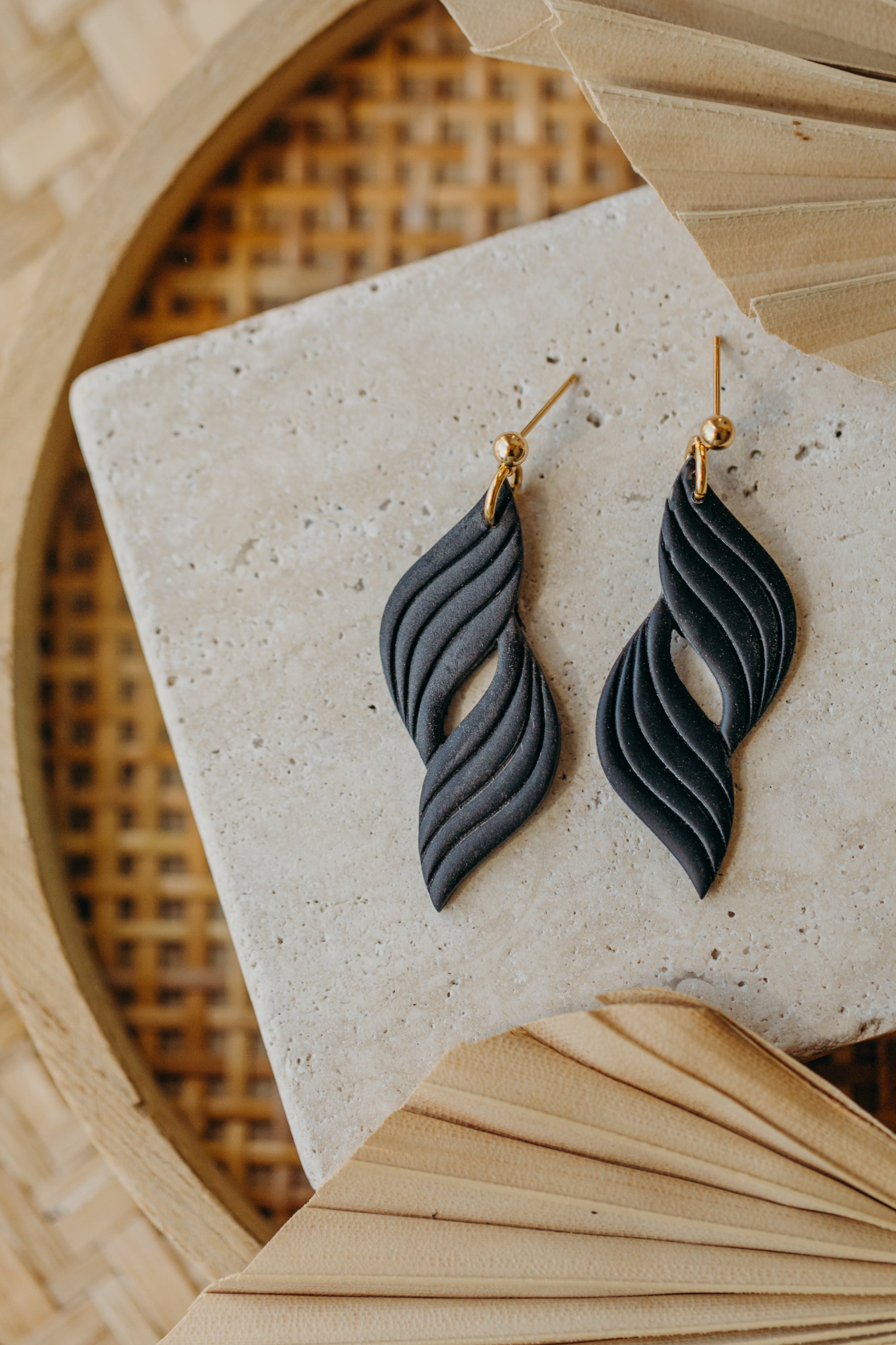 Francesca - Polymer clay earrings in orange, light purple and red