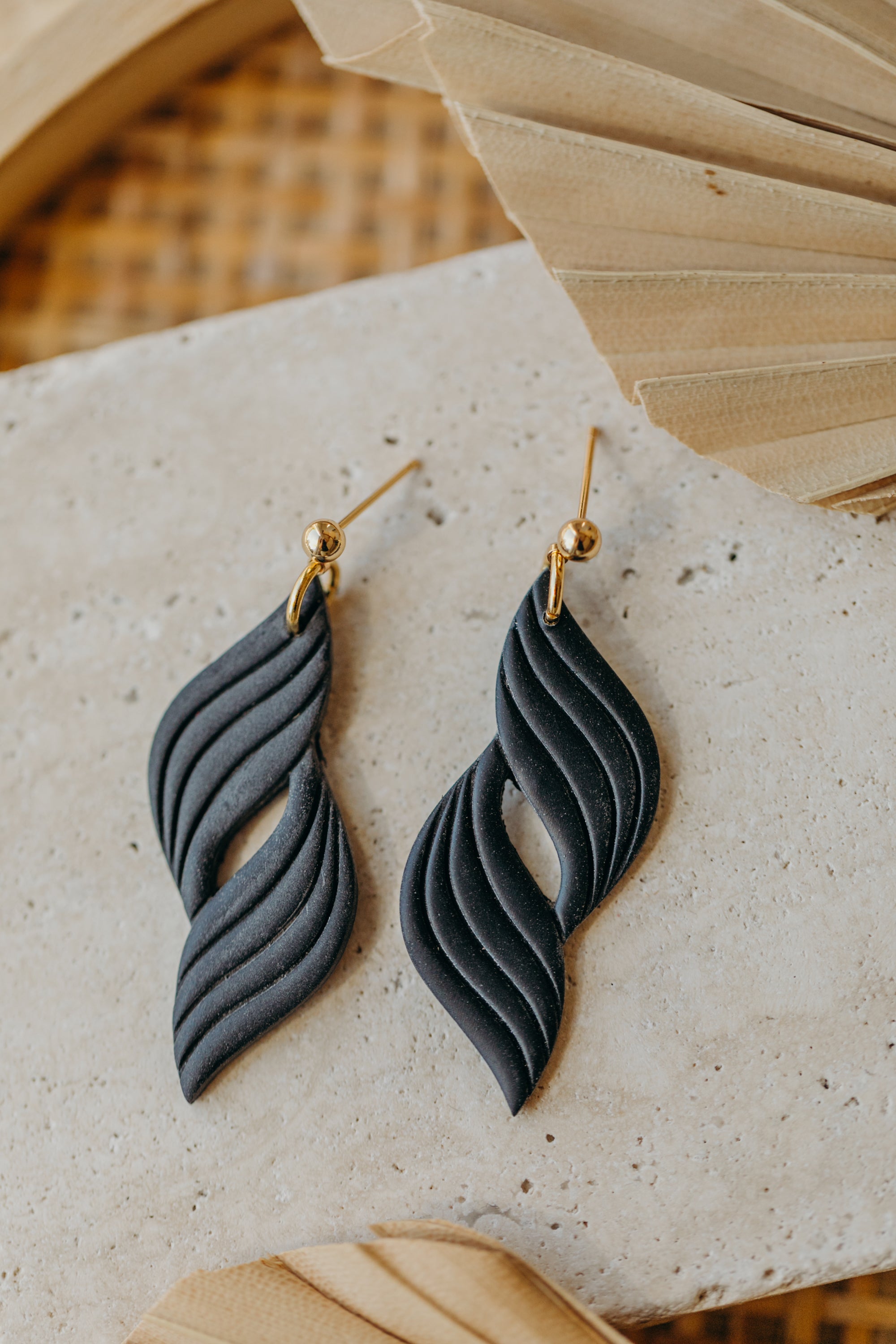 Francesca - Polymer clay earrings in orange, light purple and red