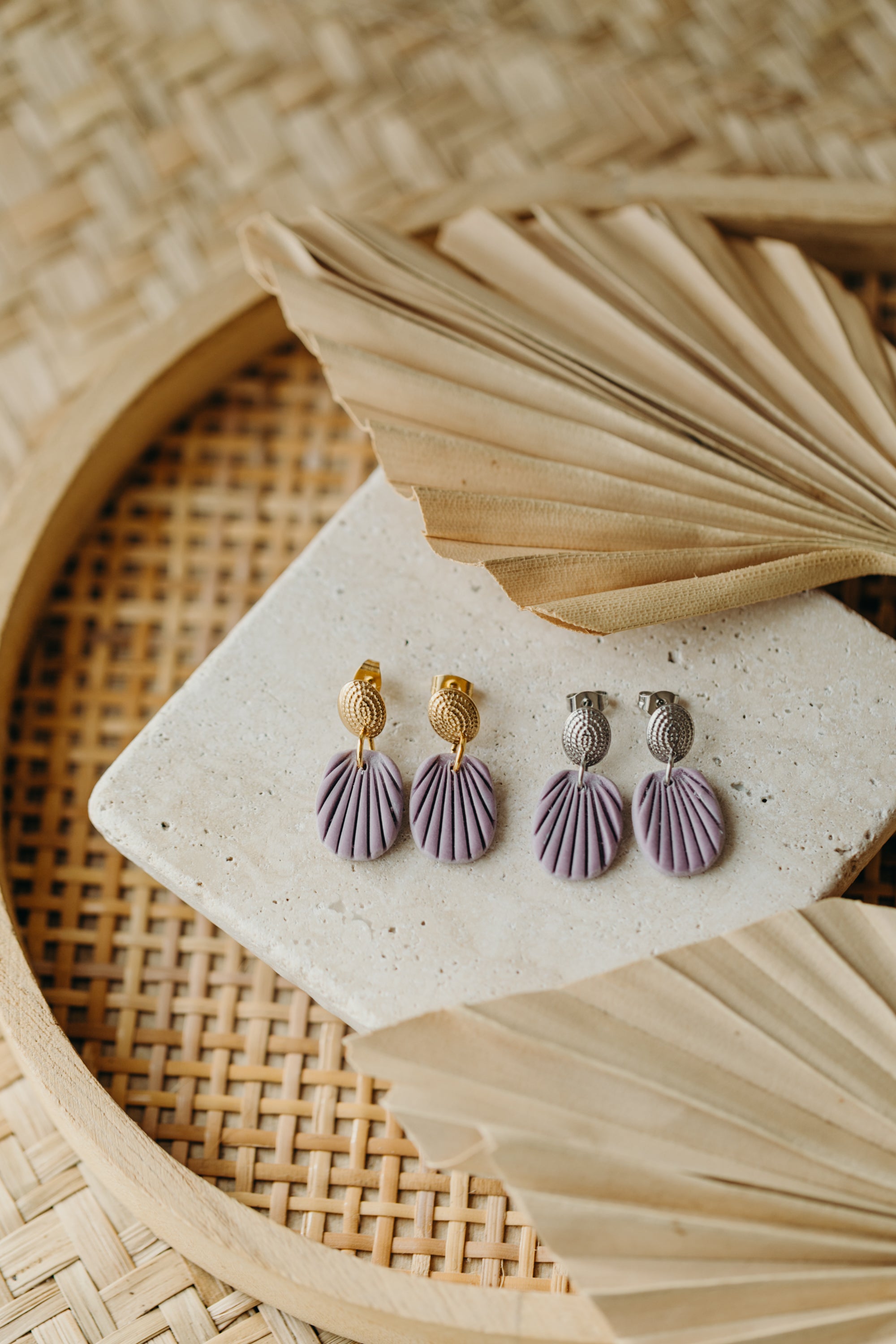 Polymer Clay Earring in Eucalyptus Green