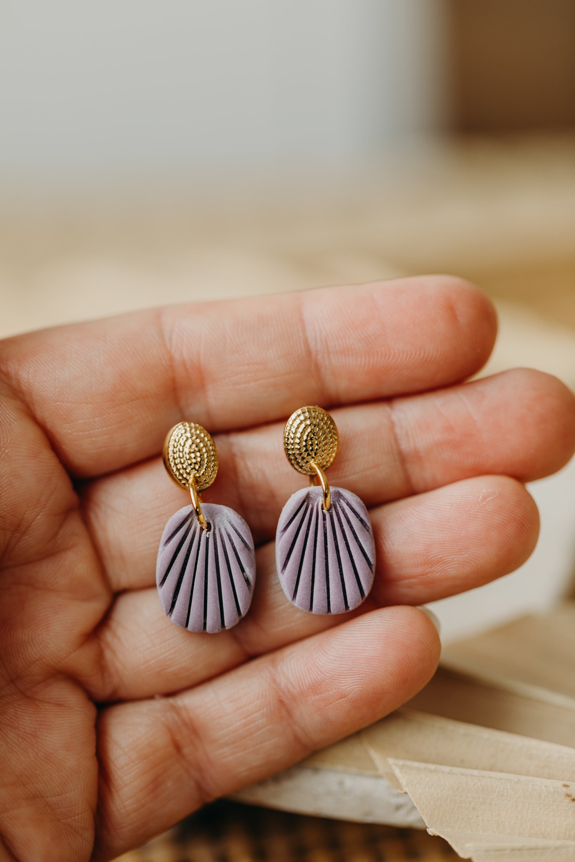 Polymer Clay Earring in Eucalyptus Green