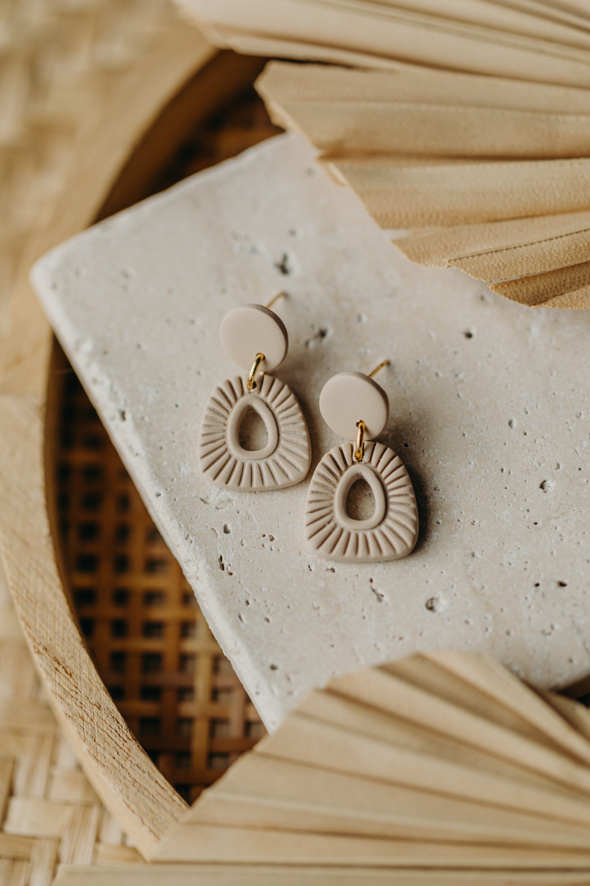 Polymer Clay Earring in Eucalyptus Green