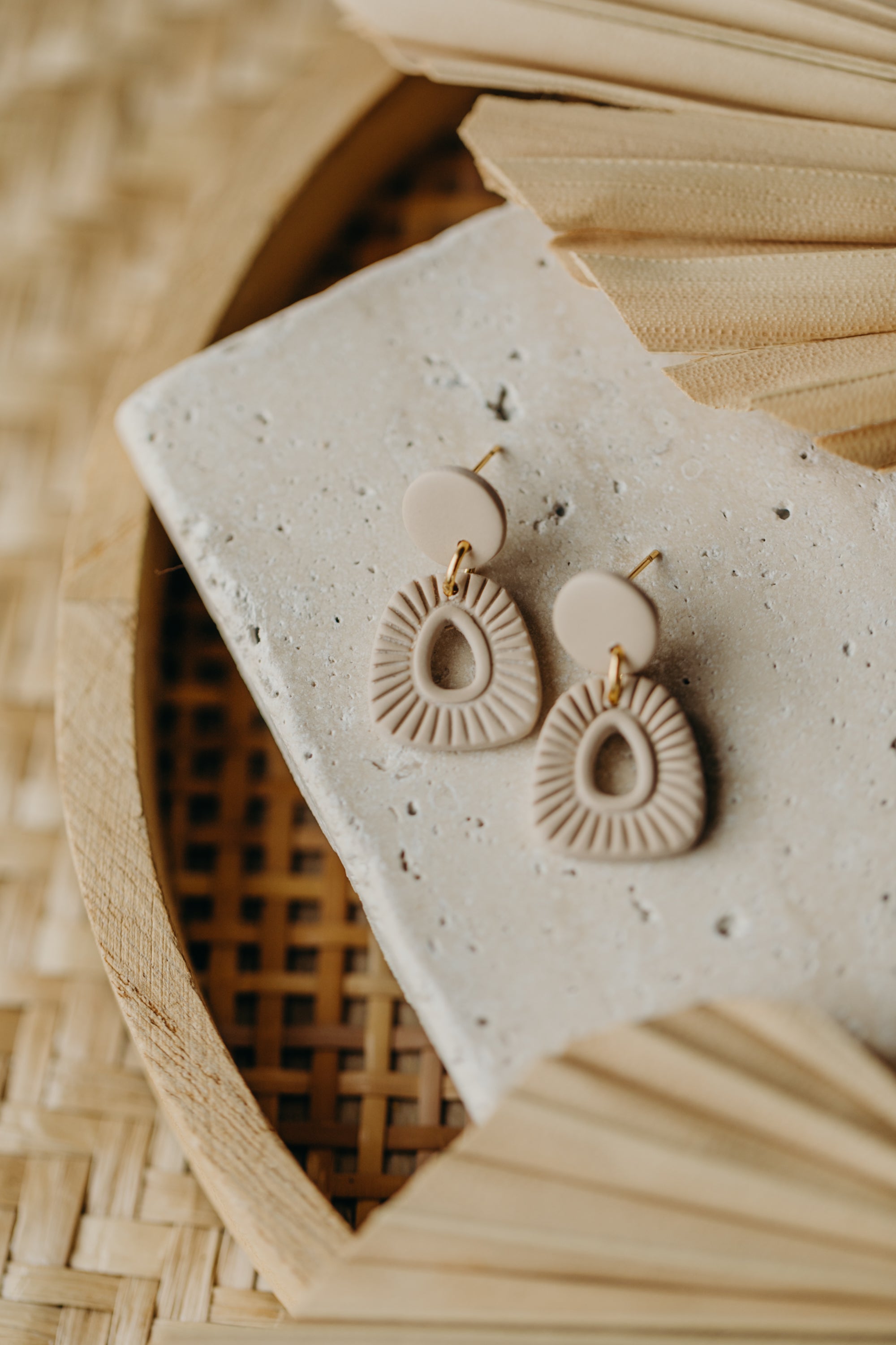 Polymer Clay Earring in Eucalyptus Green