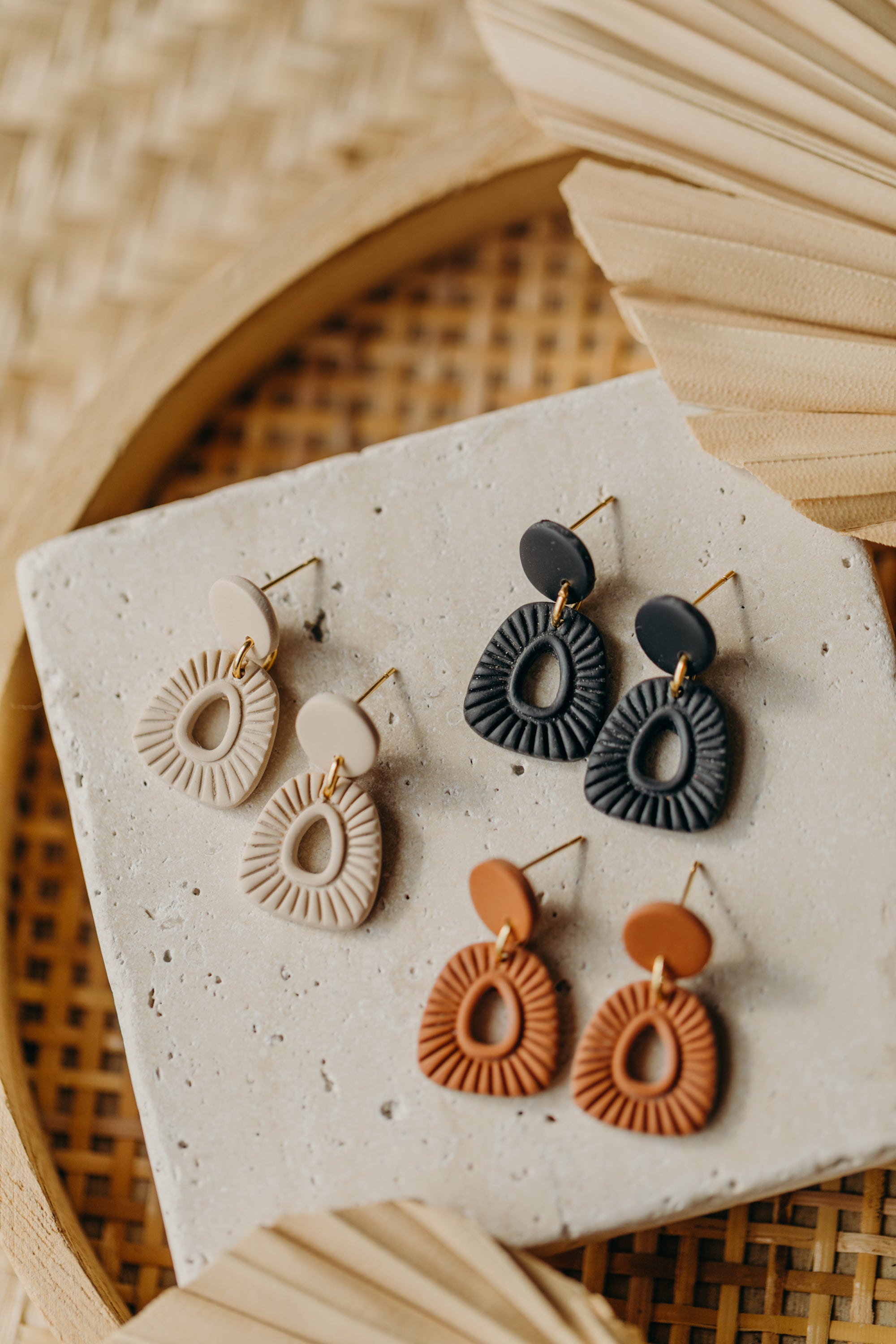 Polymer Clay Earring in Eucalyptus Green