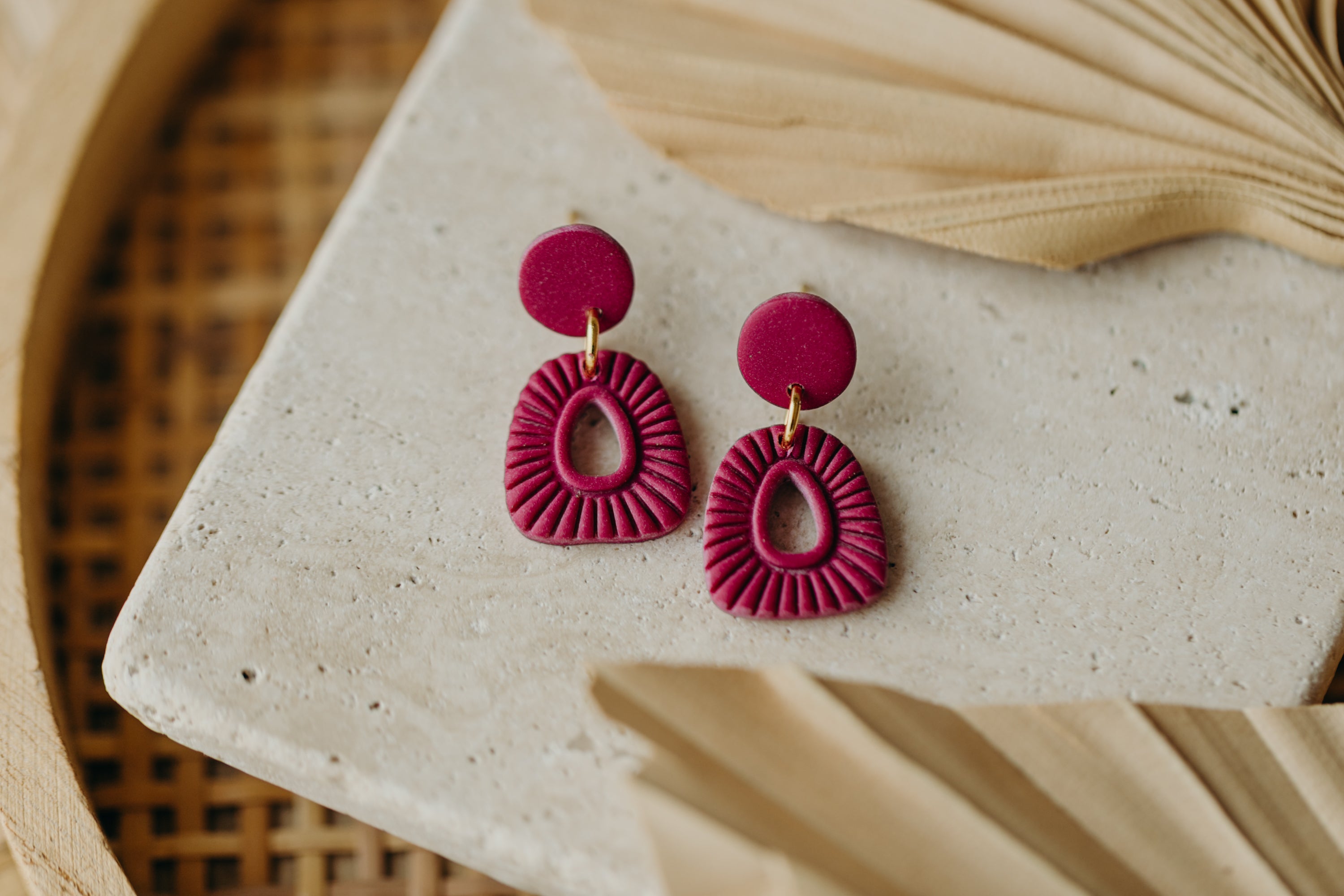 Polymer Clay Earring in Eucalyptus Green