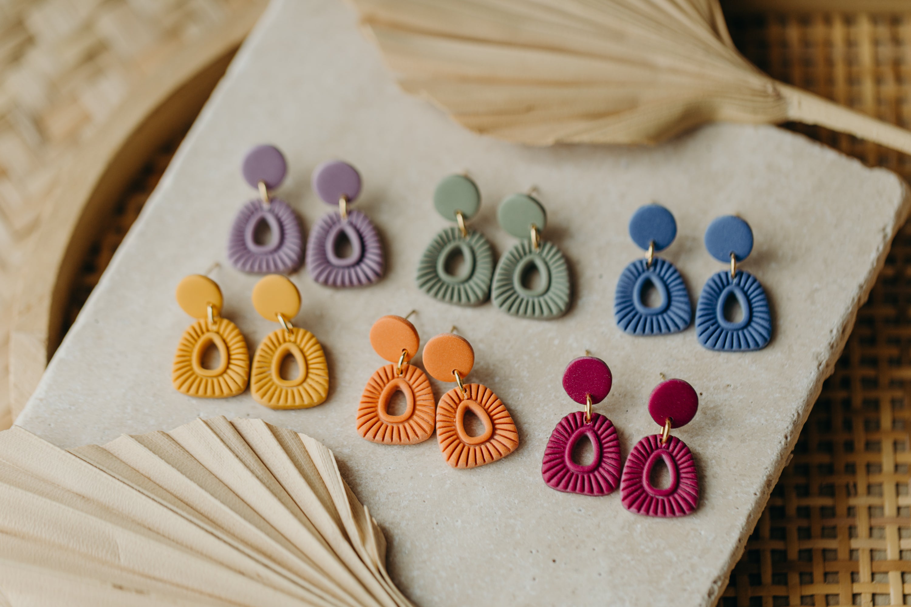 Polymer Clay Earring in Eucalyptus Green