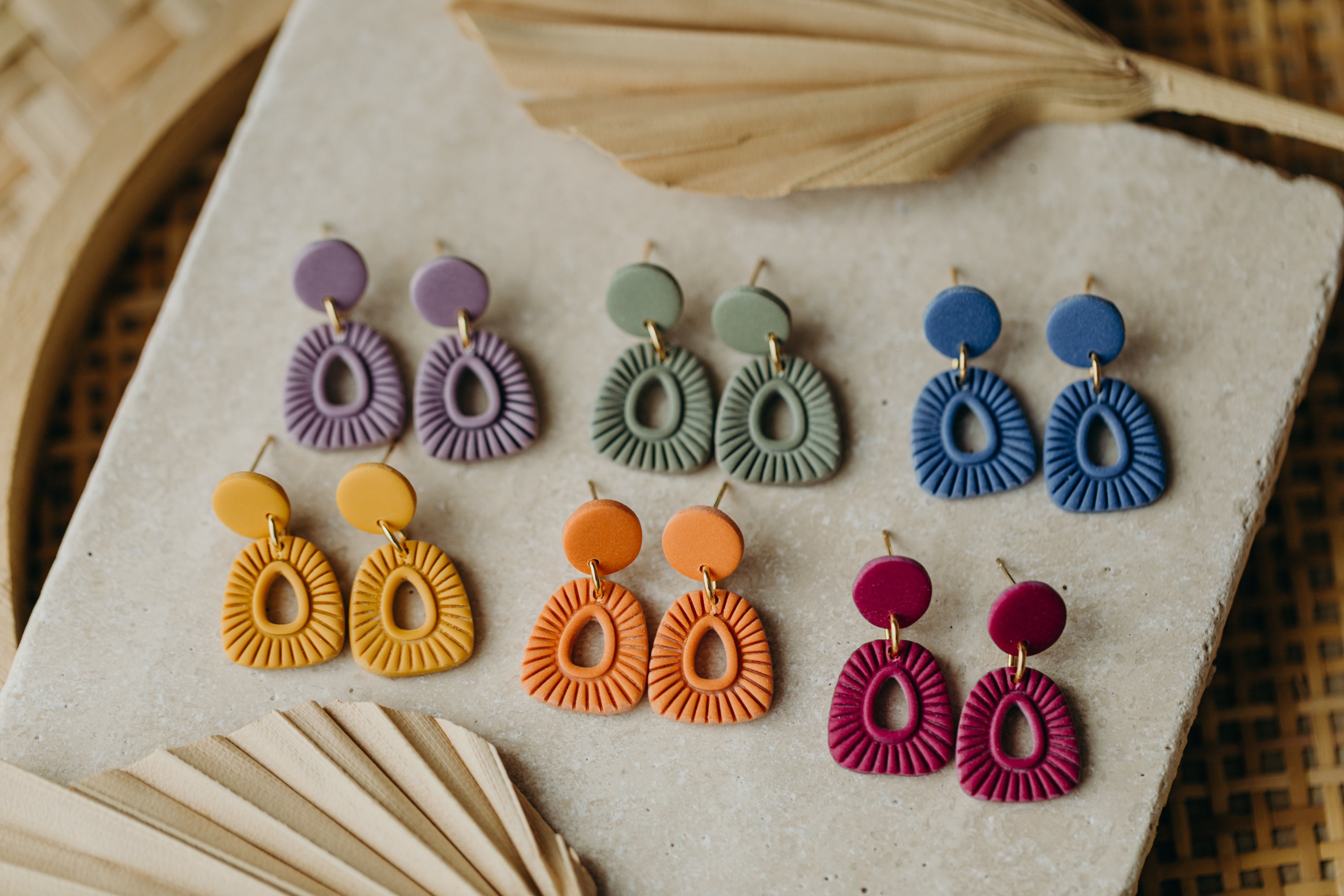 Polymer Clay Earring in Eucalyptus Green