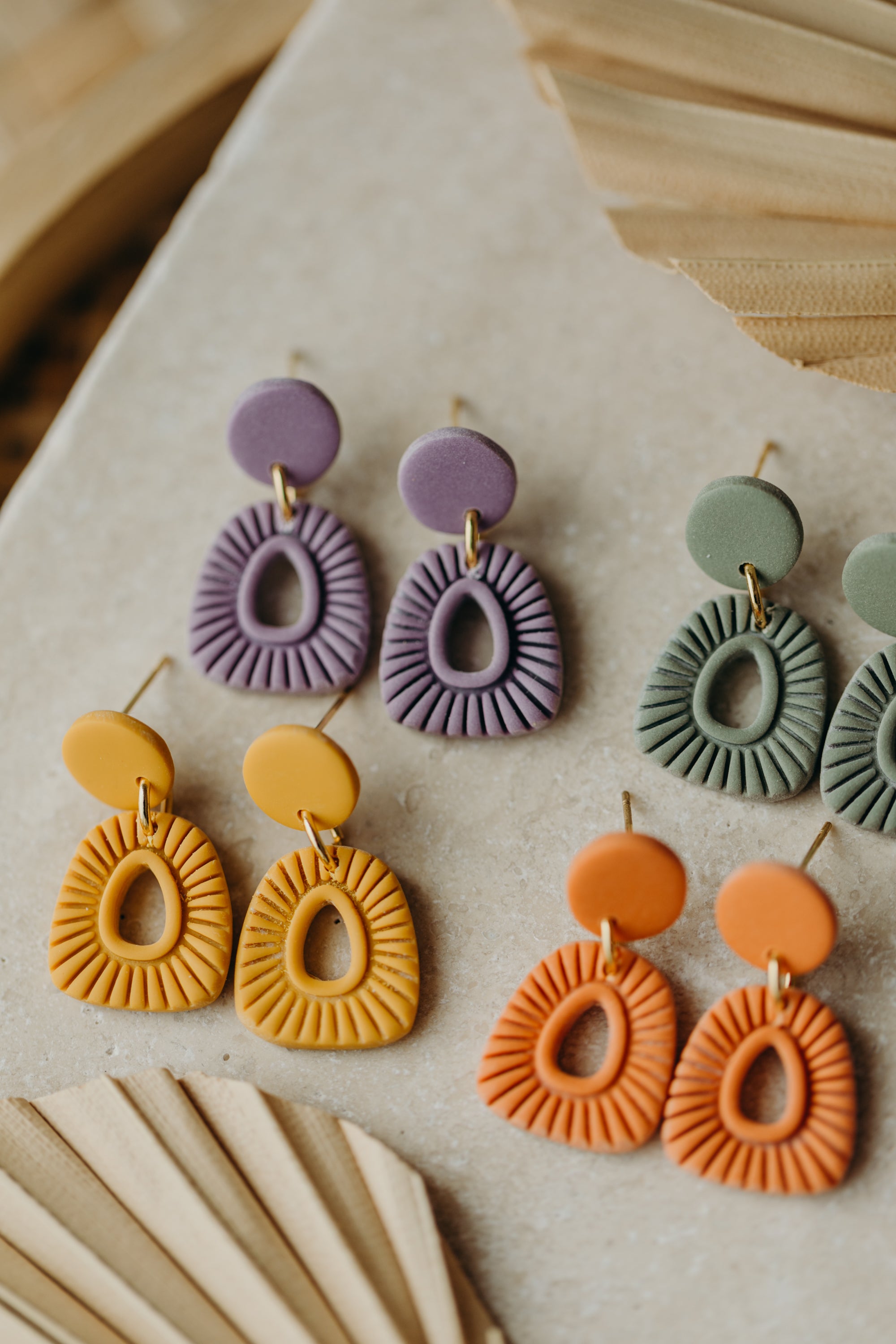 Polymer Clay Earring in Eucalyptus Green