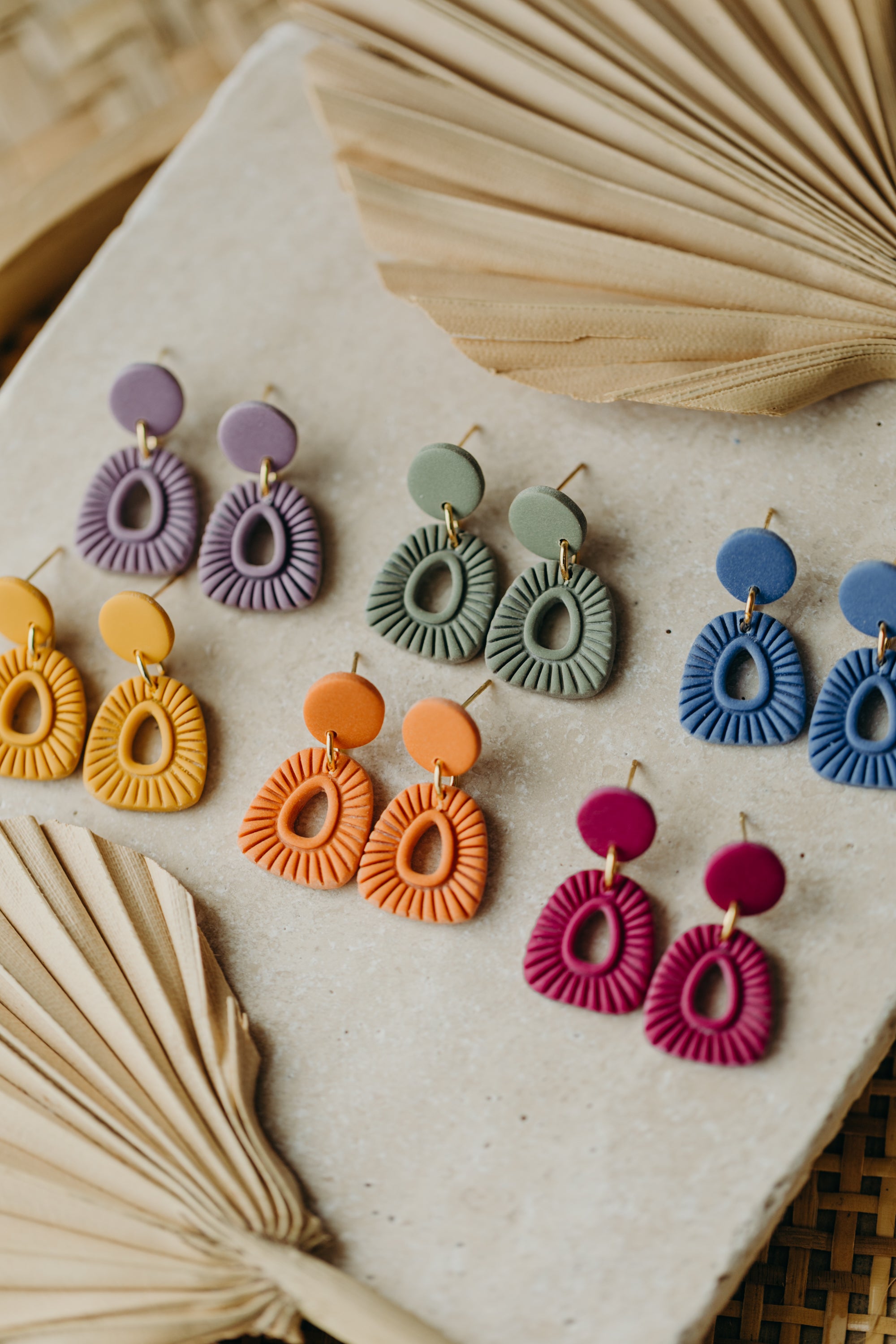 Polymer Clay Earring in Eucalyptus Green