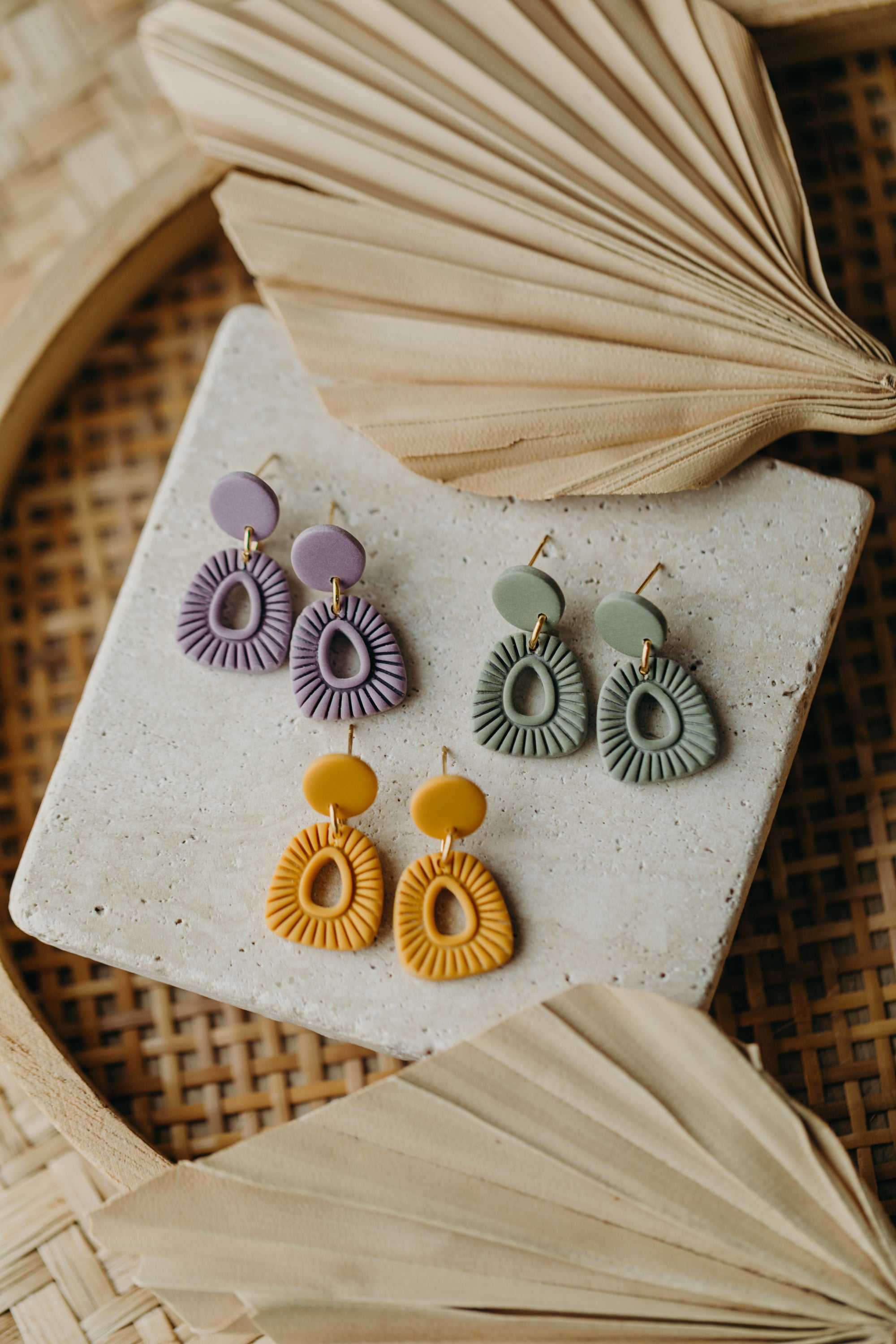 Polymer Clay Earring in Eucalyptus Green