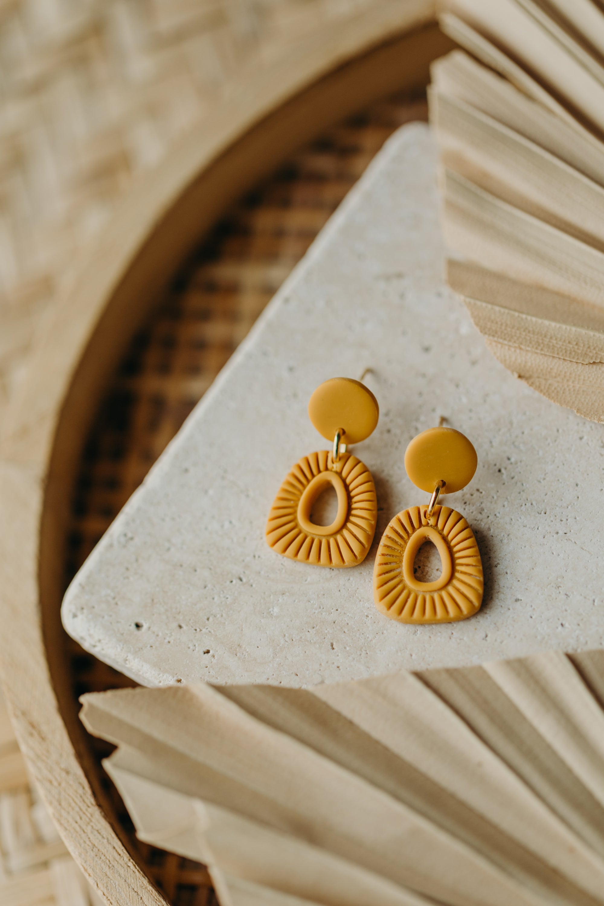 Polymer Clay Earring in Eucalyptus Green