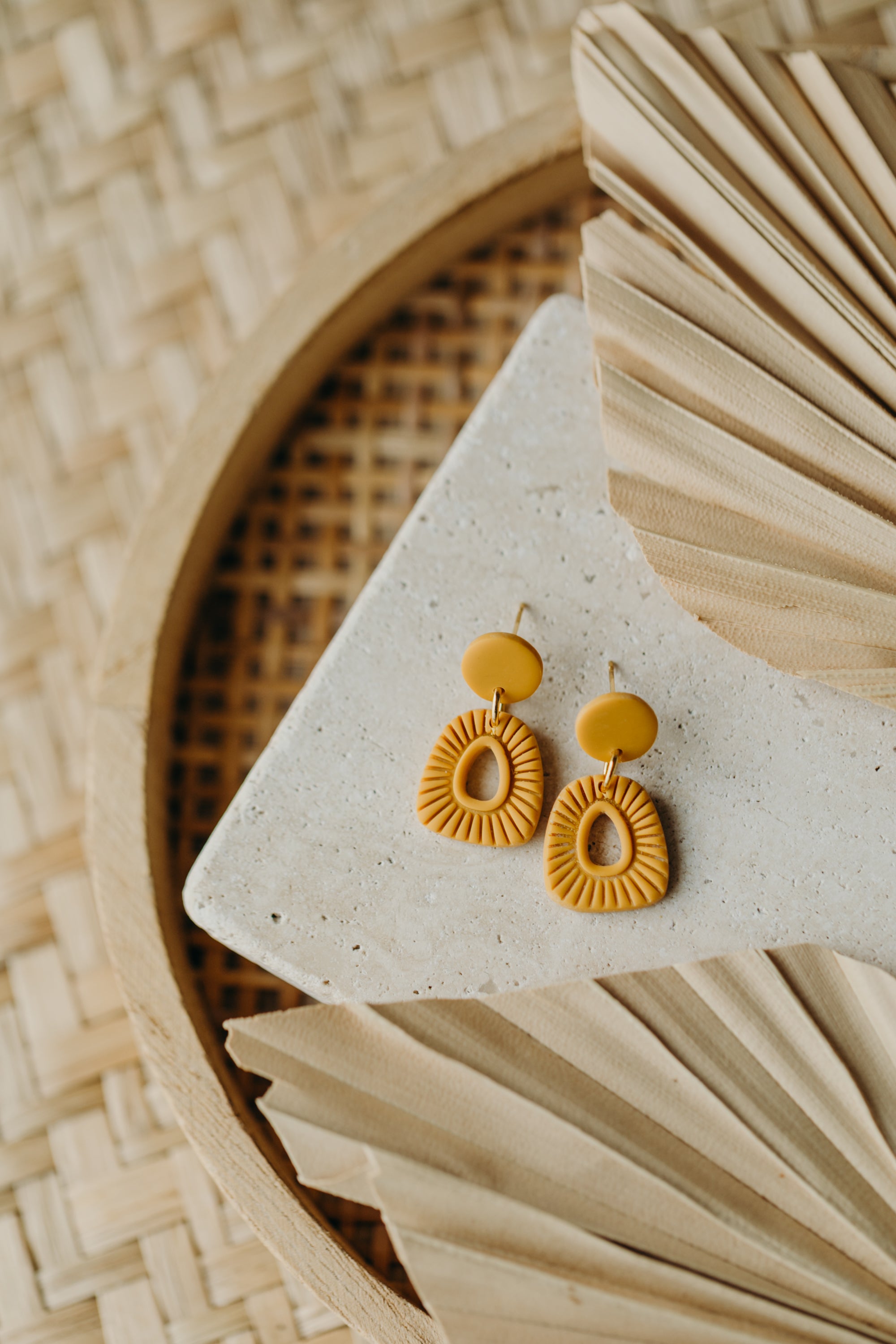 Polymer Clay Earring in Eucalyptus Green