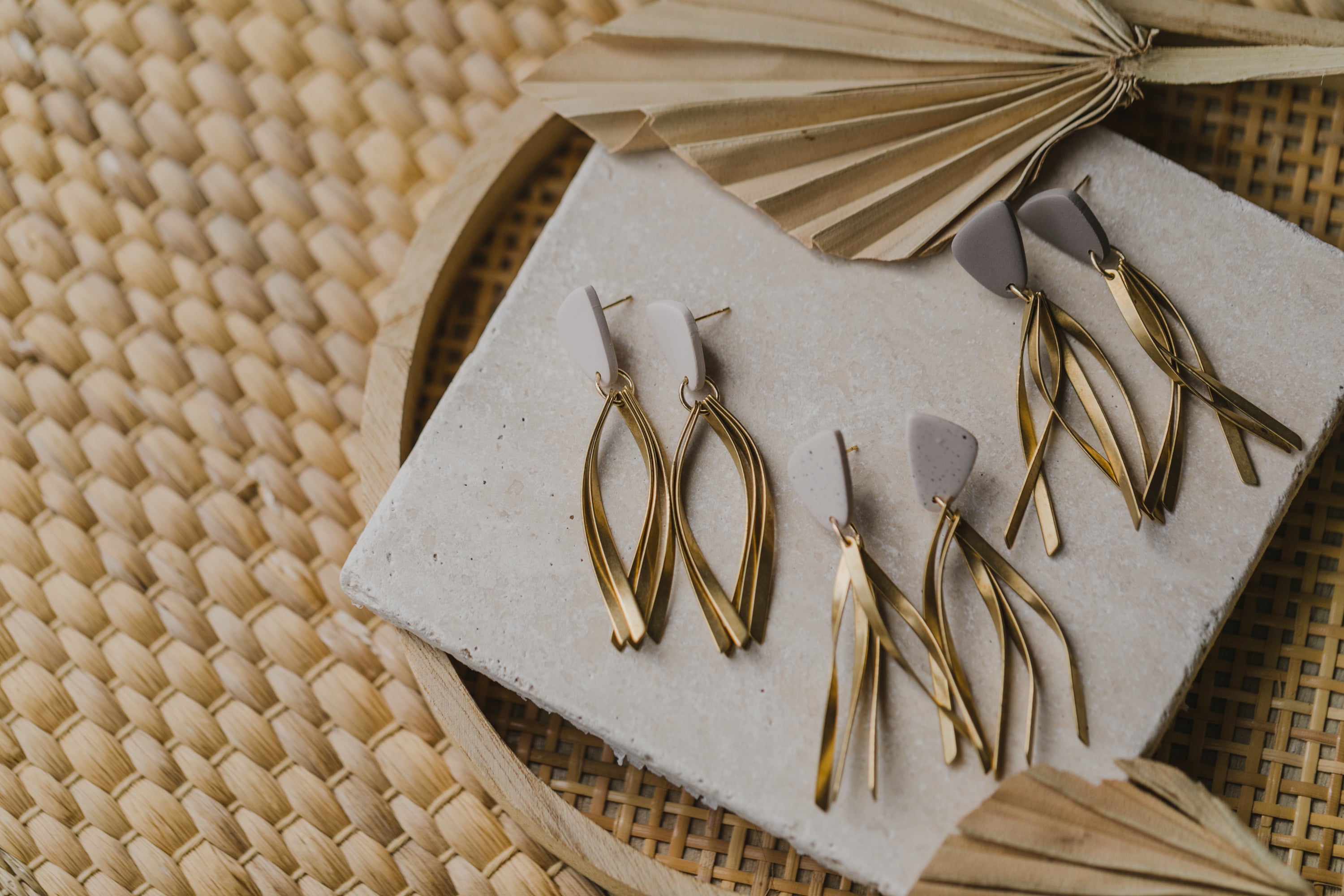 fringe earrings with polymer clay earrings