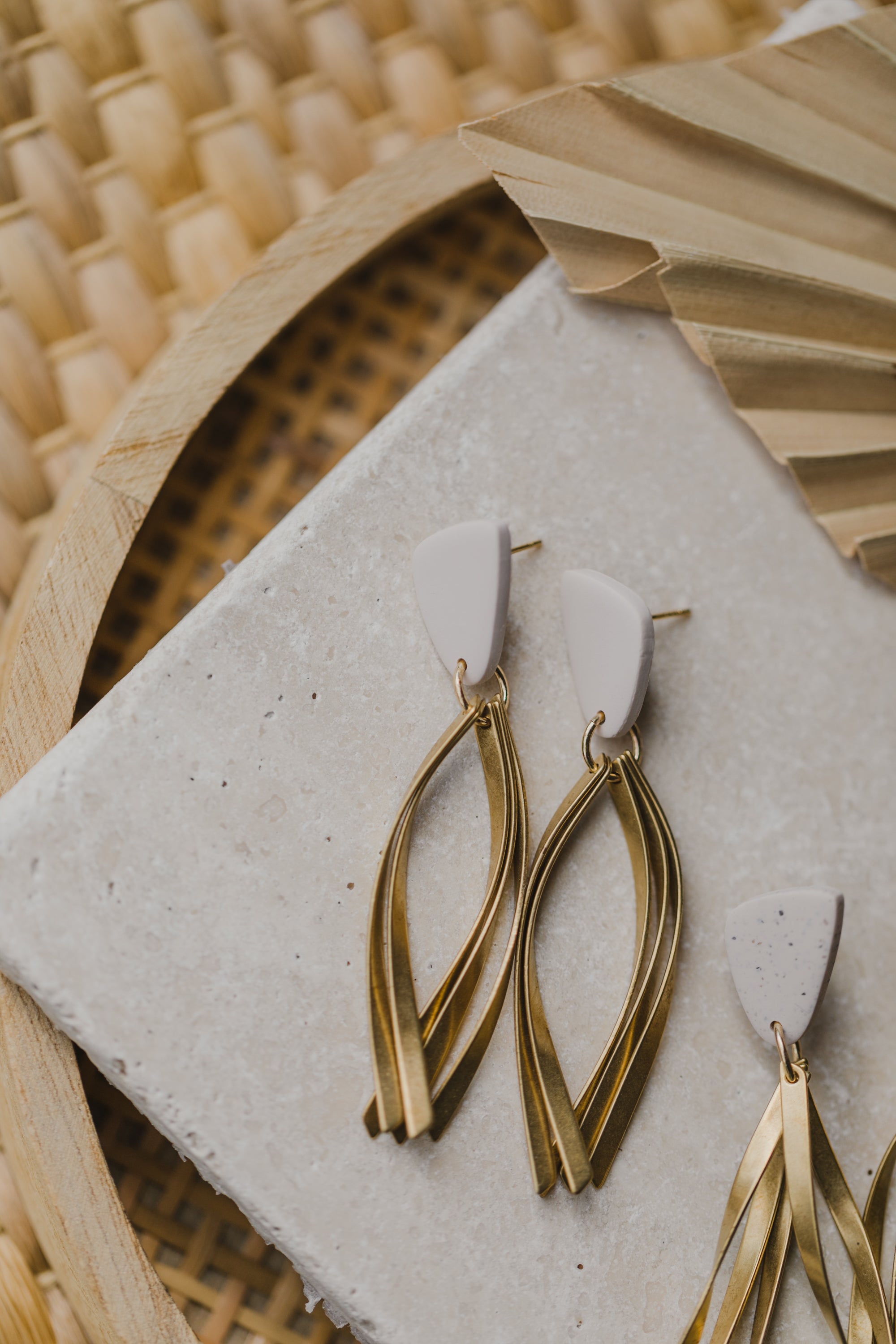 fringe earrings with polymer clay earrings