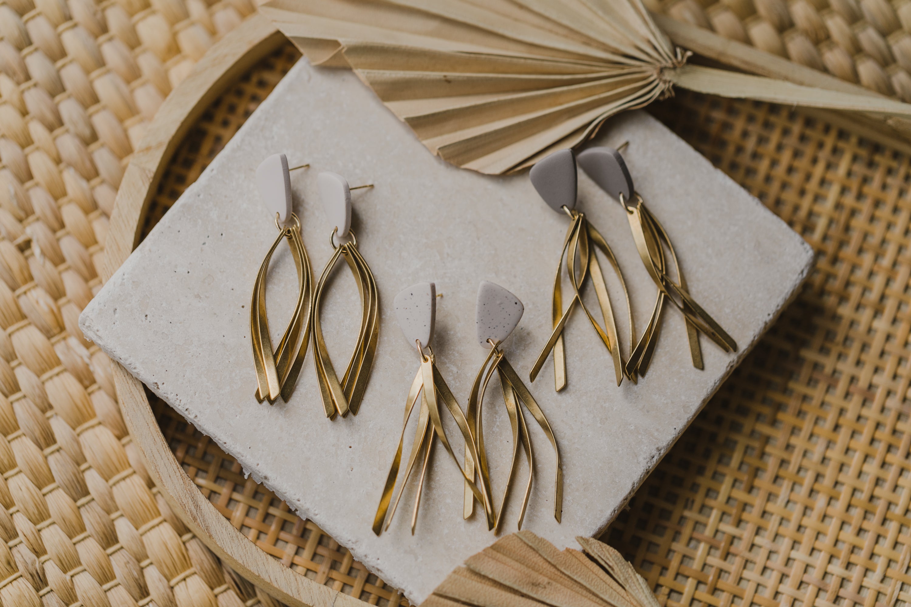 fringe earrings with polymer clay earrings