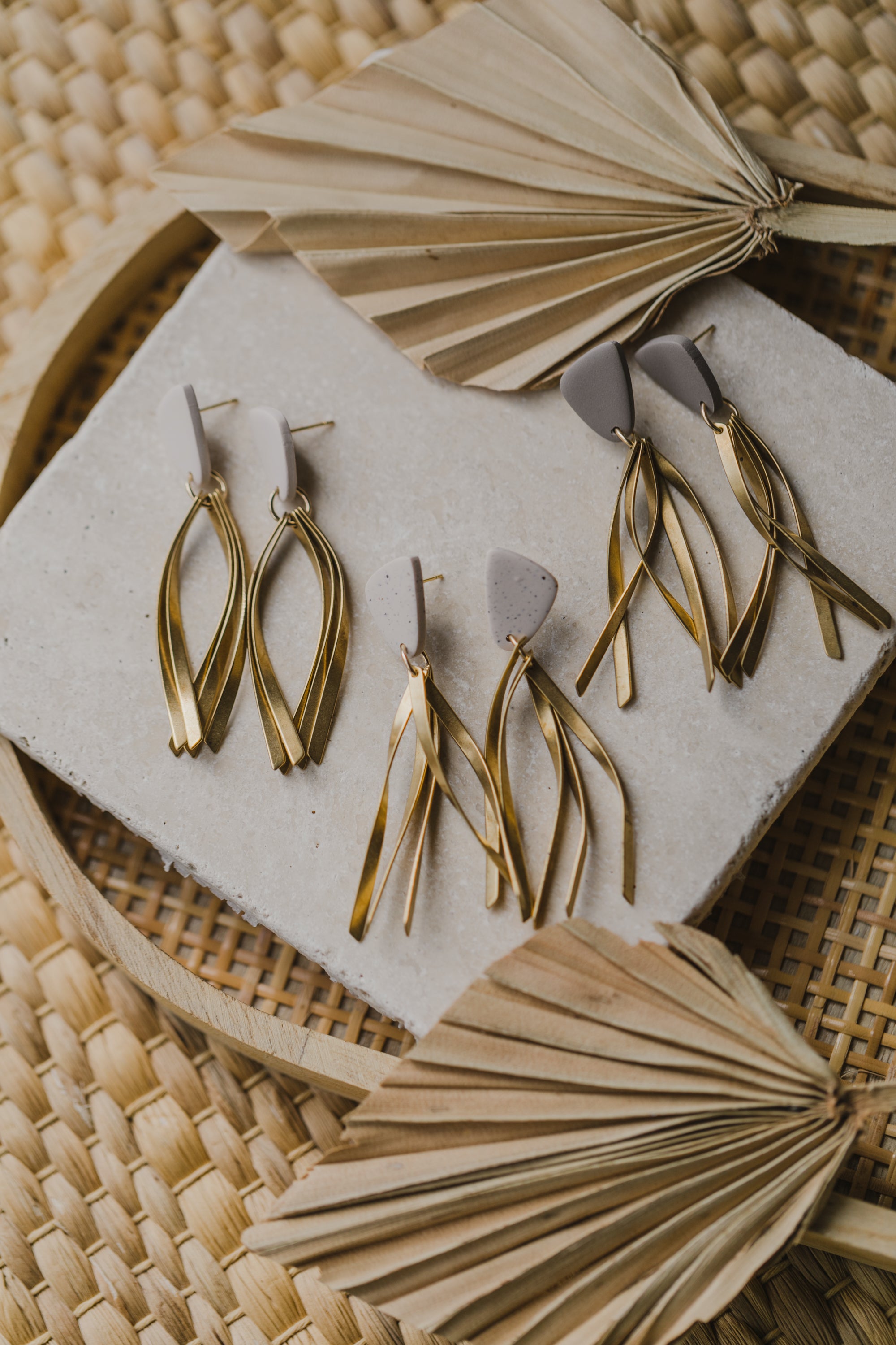 fringe earrings with polymer clay earrings