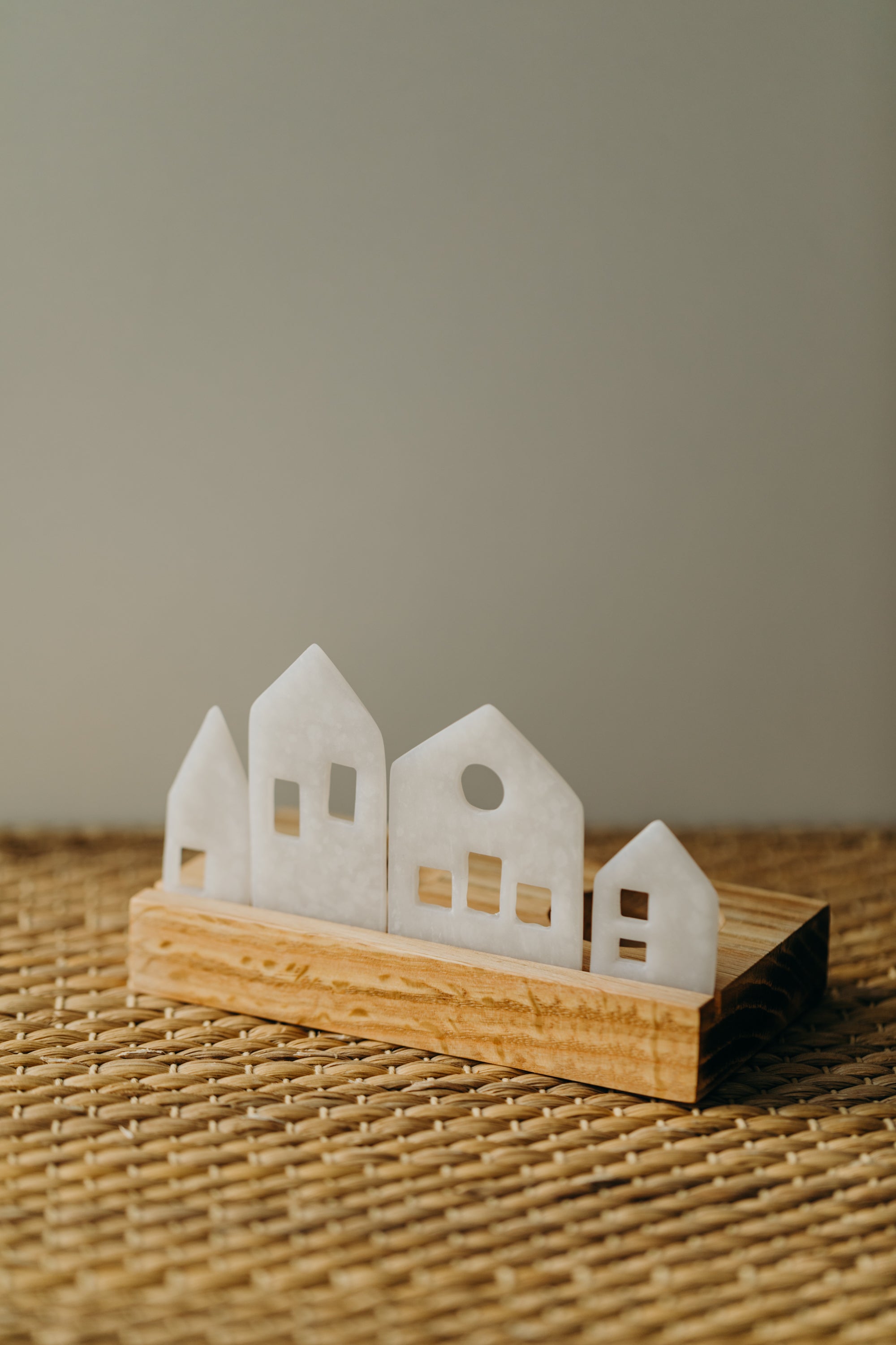 small white light houses made of polymer clay