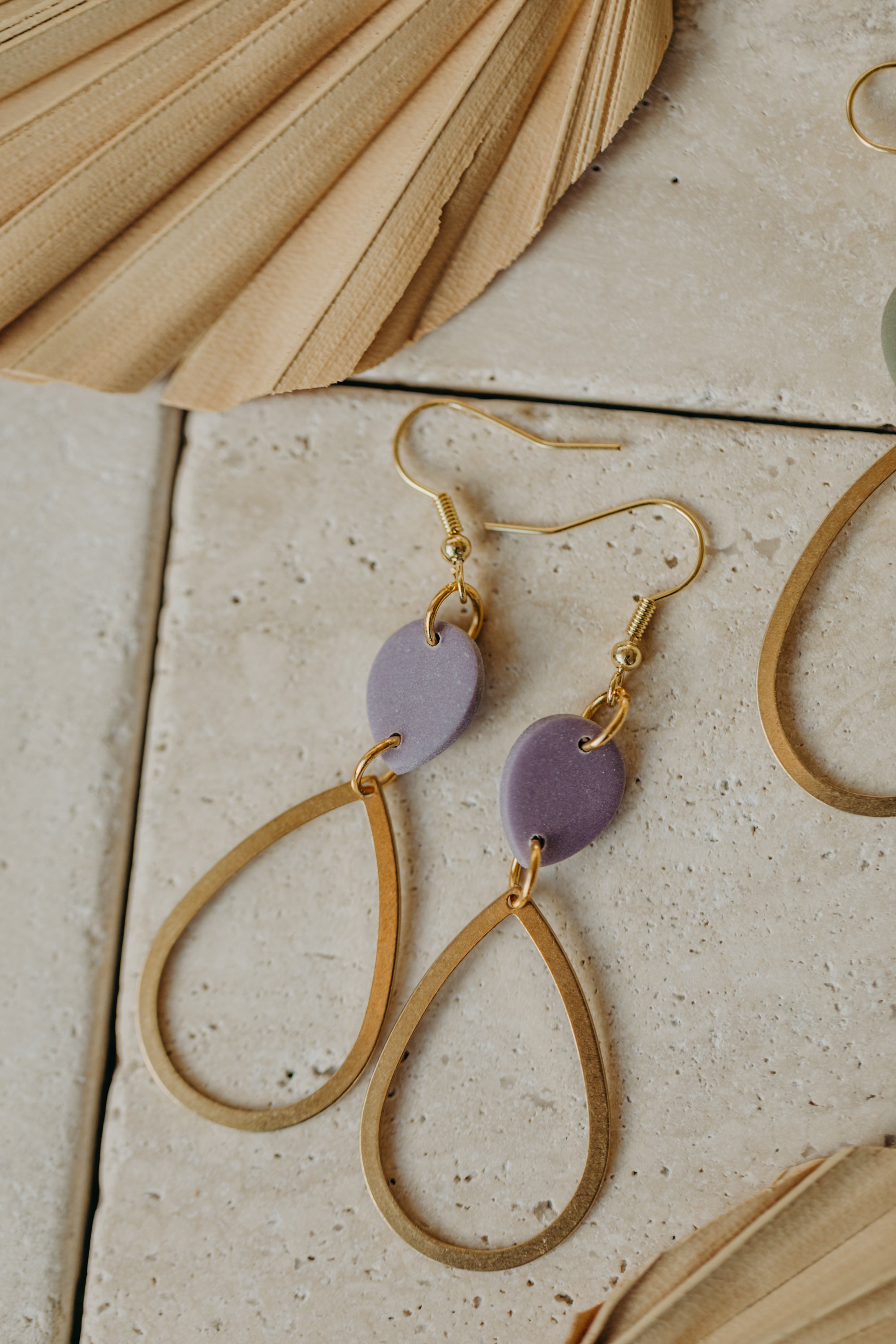 Polymer Clay Earring in Eucalyptus Green