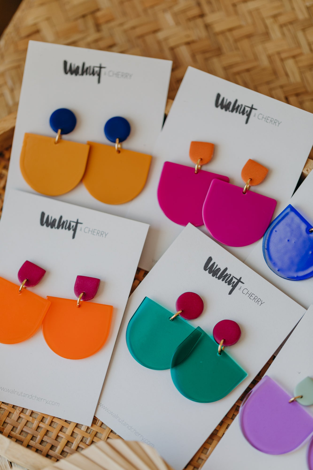 MELA - Statement Earrings in Dark Blue-Mustard Yellow