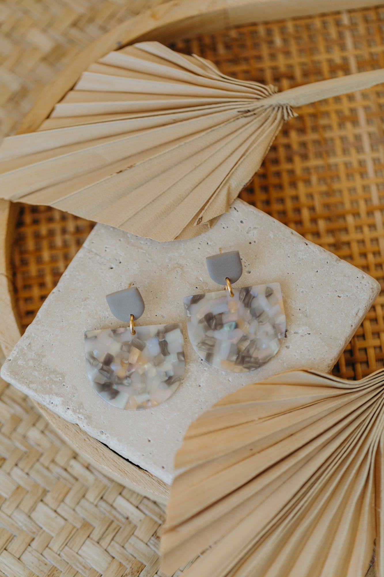 MELA - Statement Earrings in Pebble, Beige, Grey & Vanilla