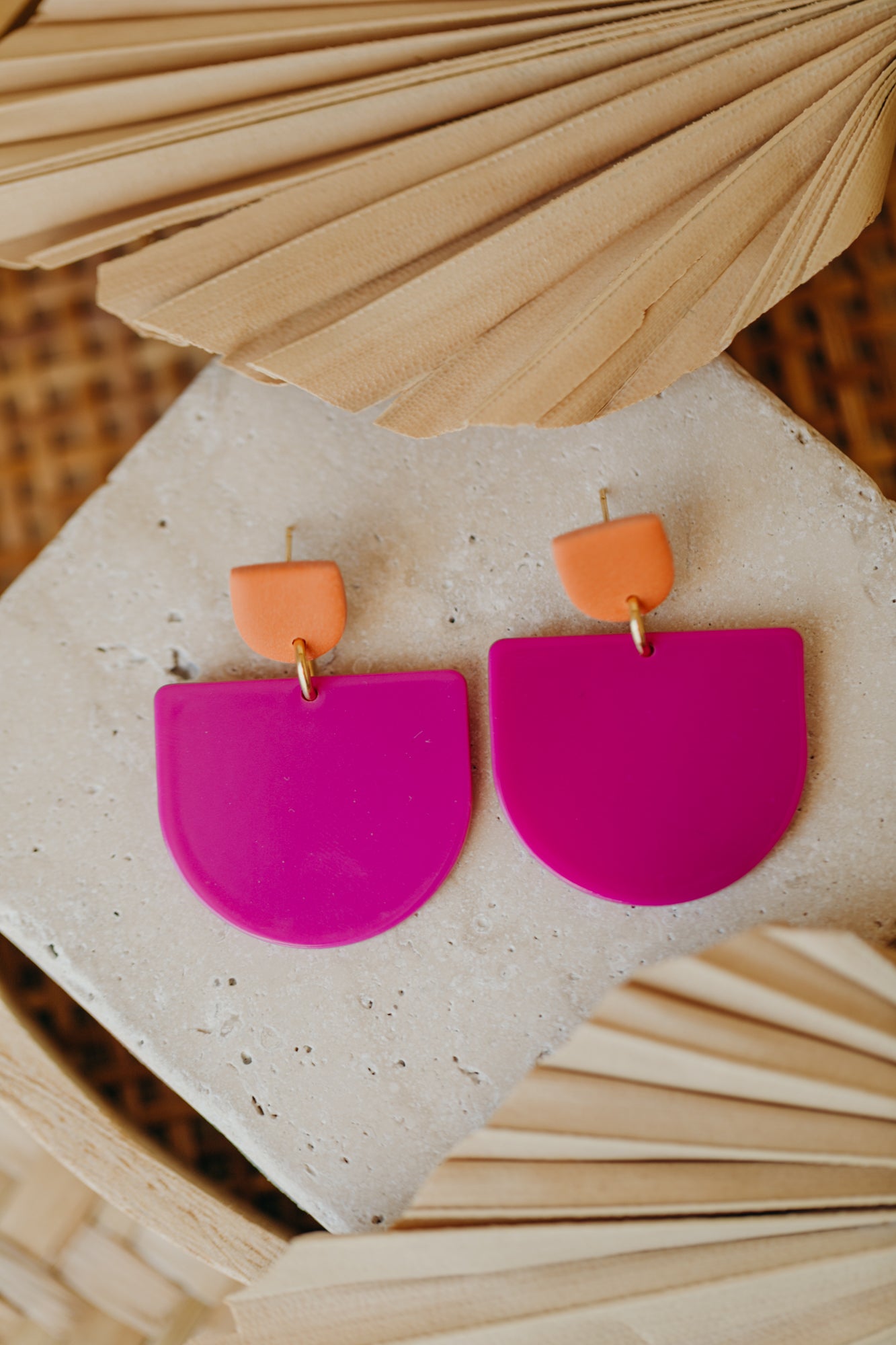 MELA - Statement Earrings in Orange & Pink