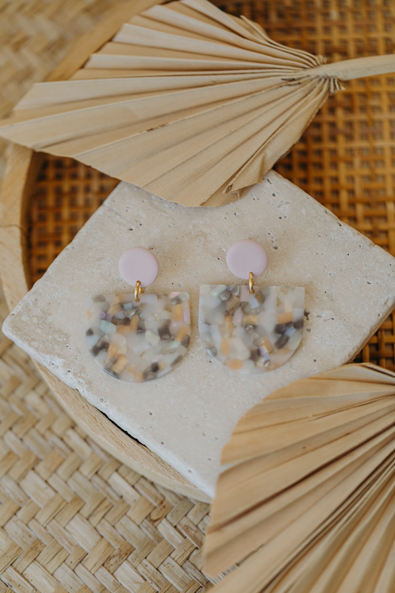 MELA – Statement Earrings in Pink, Beige, Grey & Vanilla