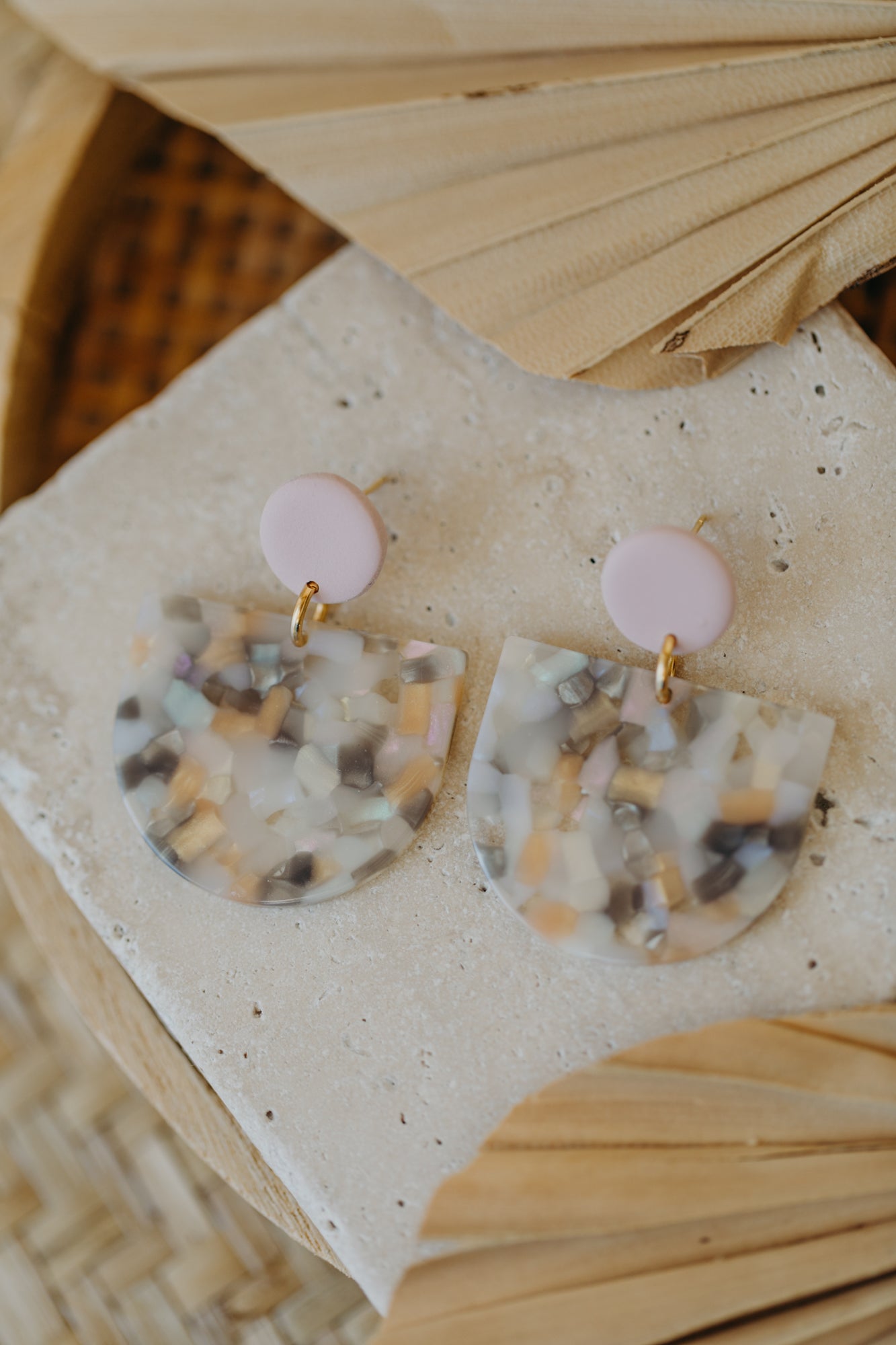 MELA – Statement Earrings in Pink, Beige, Grey & Vanilla