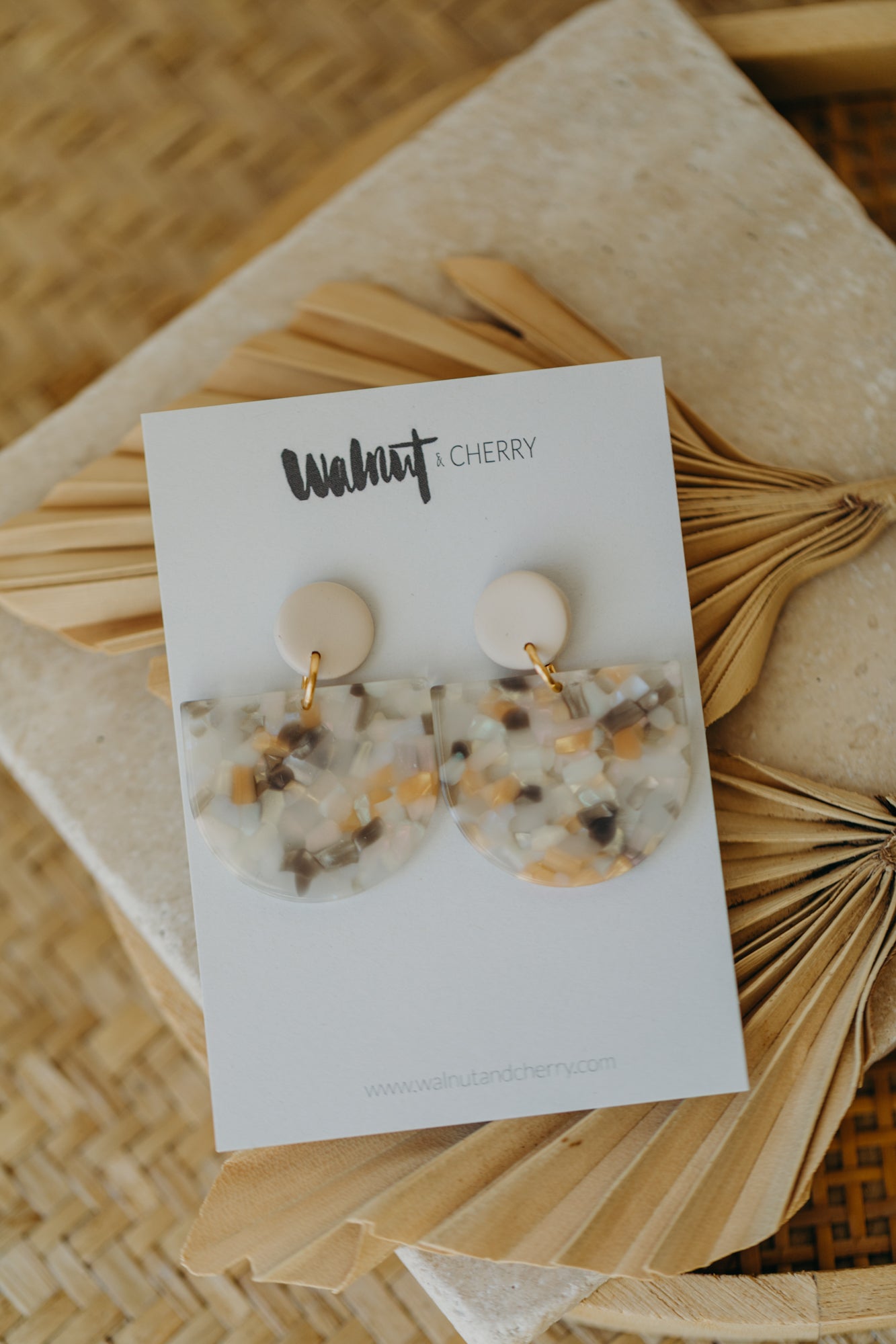MELA - Statement Earrings in vanilla, beige & grey