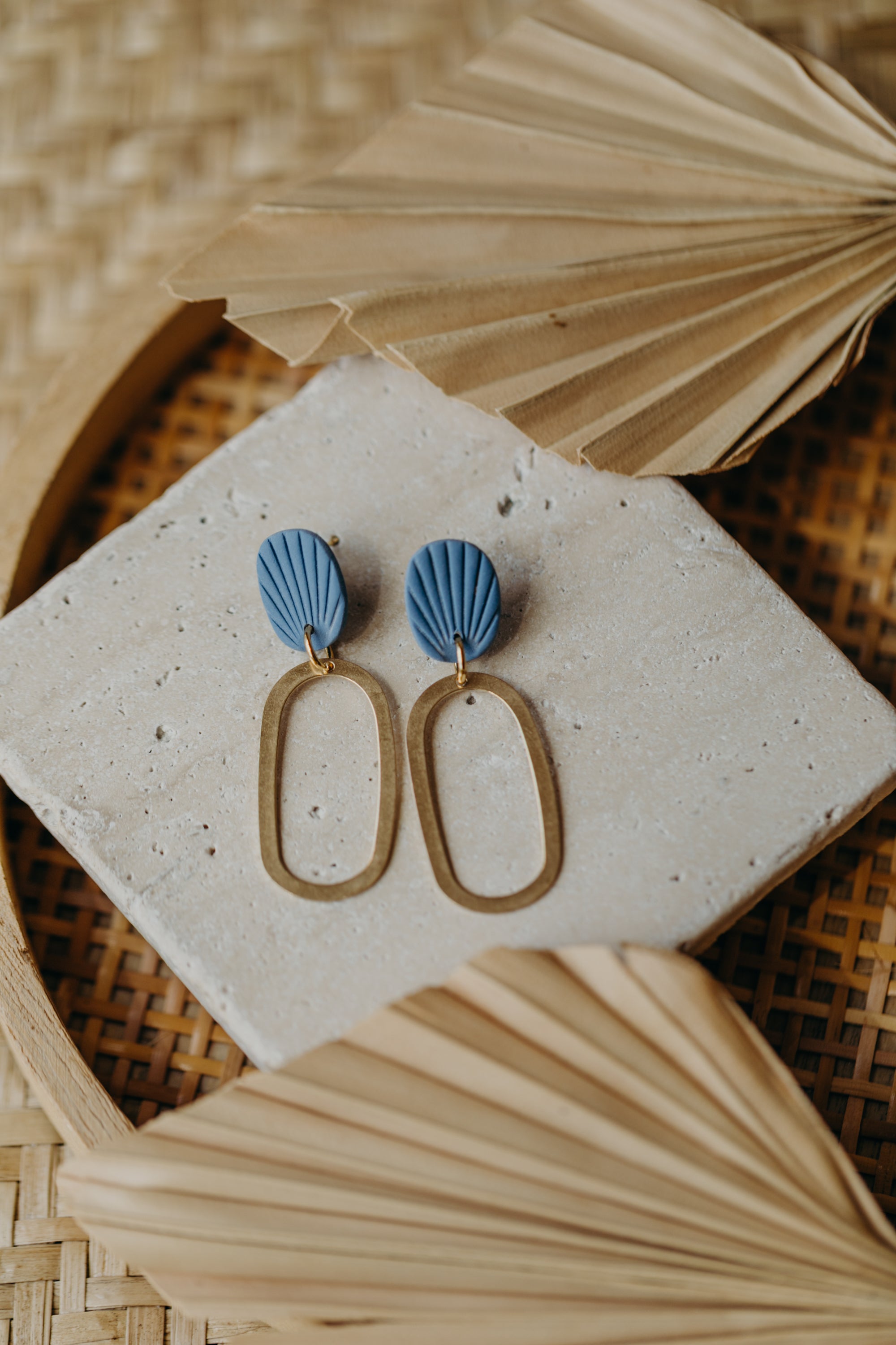 Polymer Clay Earring in Eucalyptus Green