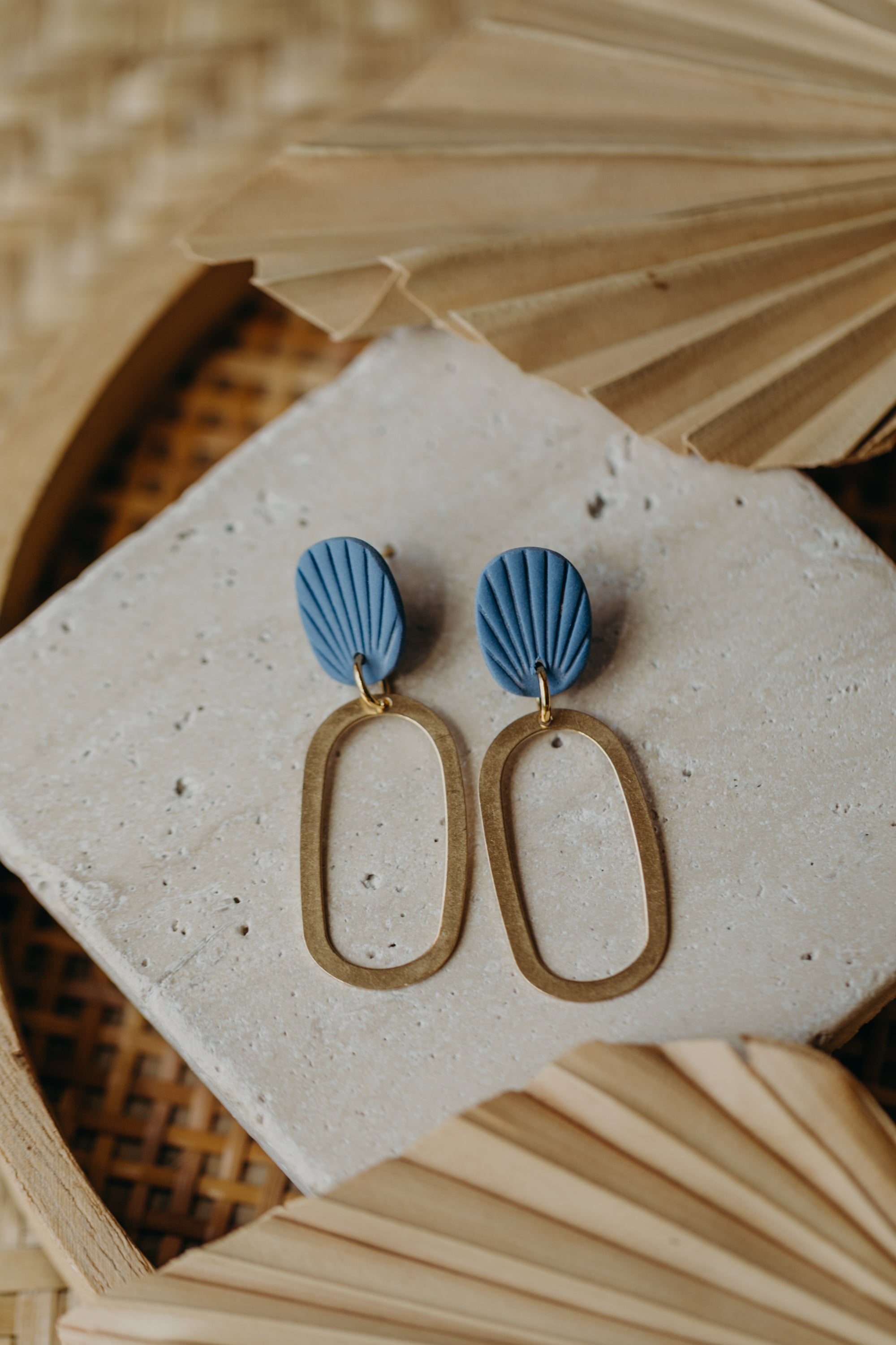 Polymer Clay Earring in Eucalyptus Green