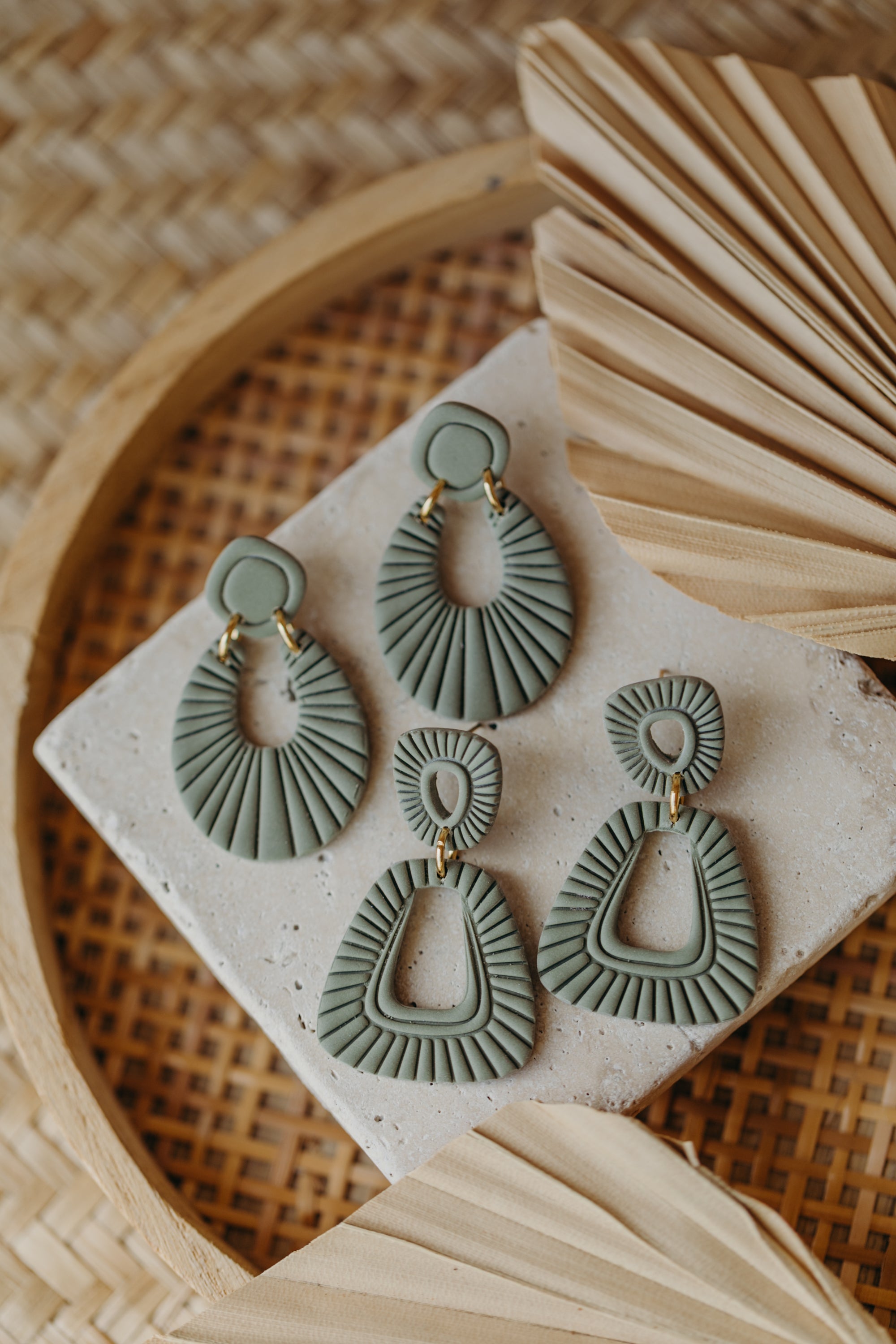 Francesca - Polymer clay earrings in orange, light purple and red