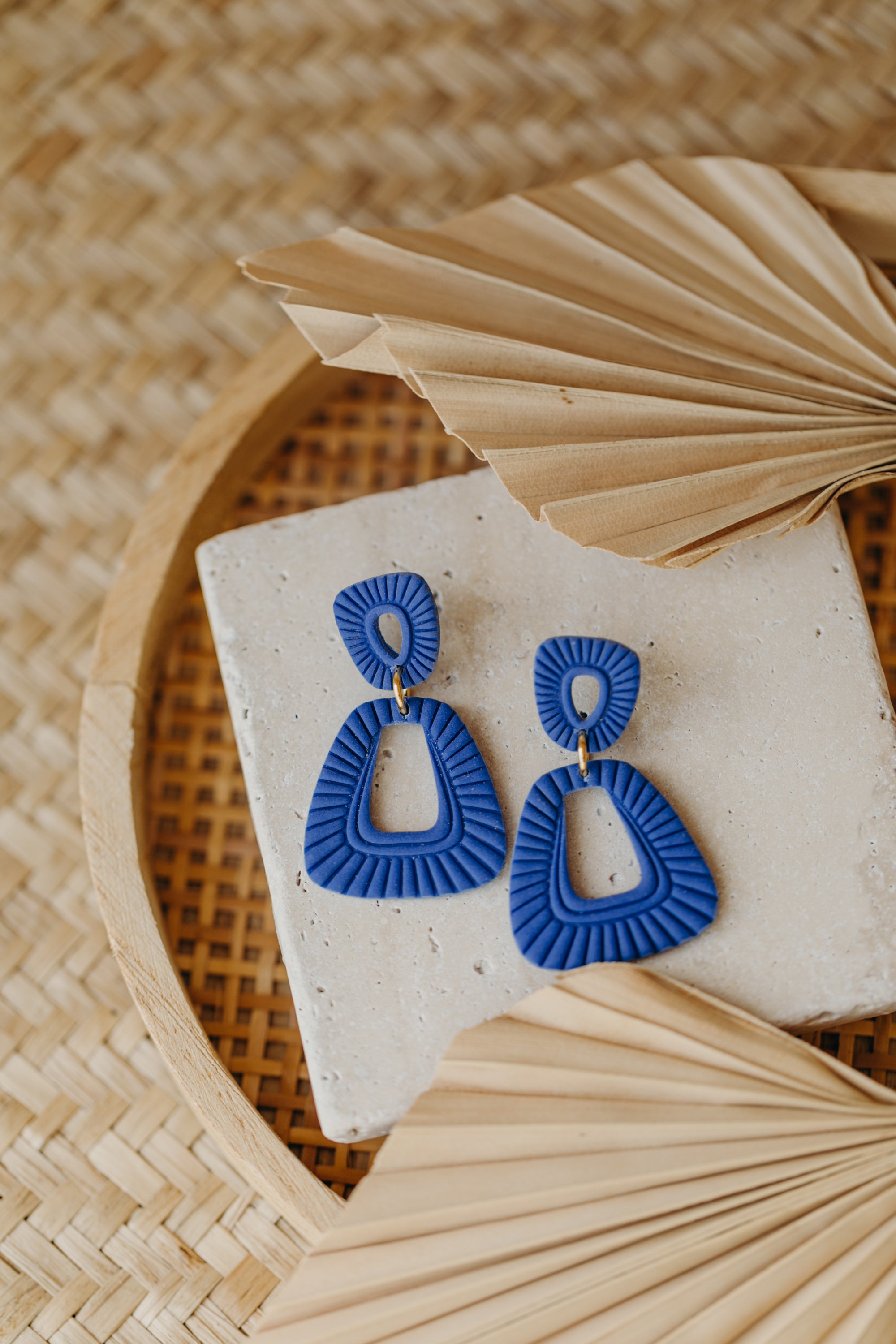 Francesca - Polymer clay earrings in orange, light purple and red