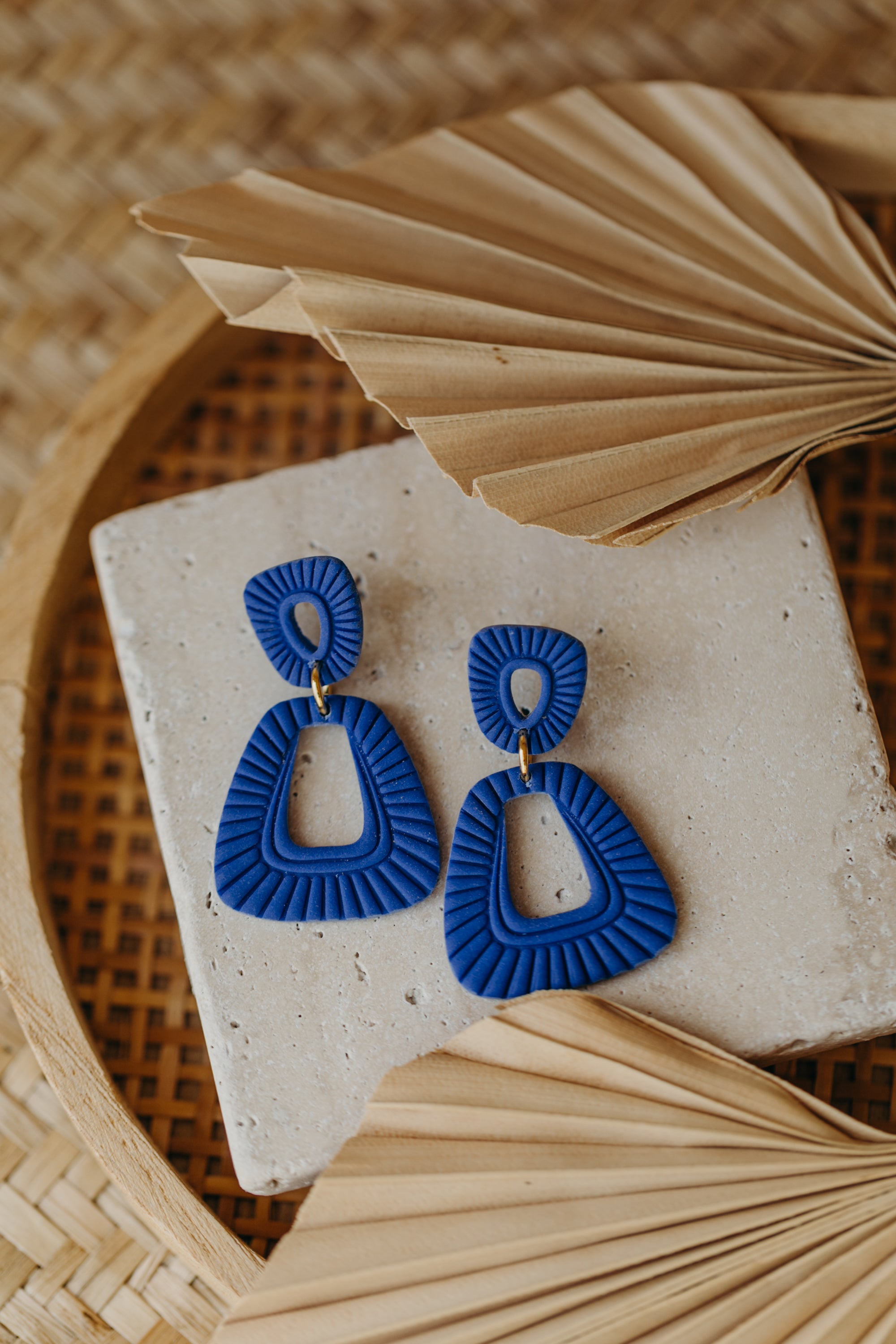 Francesca - Polymer clay earrings in orange, light purple and red