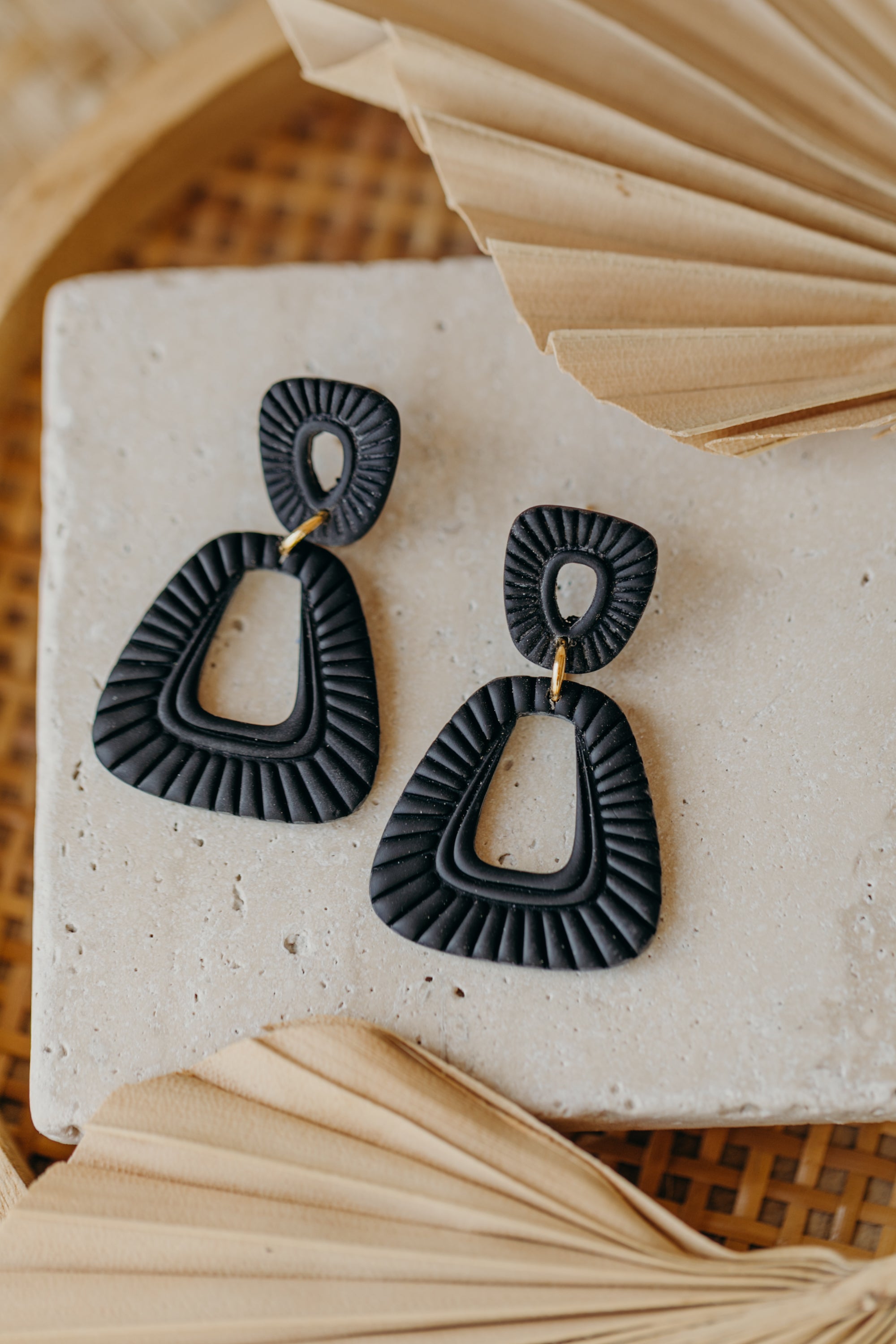 Francesca - Polymer clay earrings in orange, light purple and red