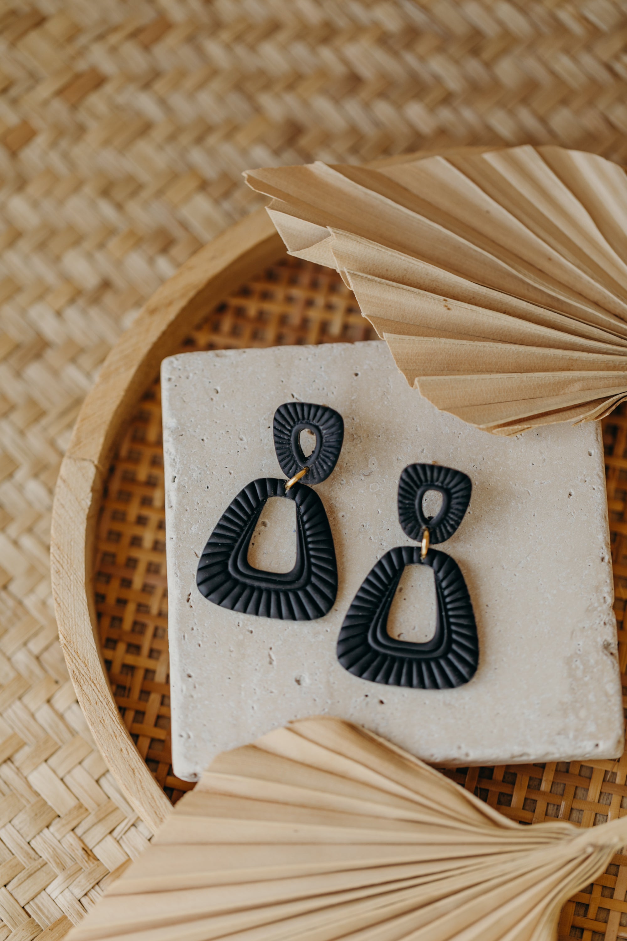 Francesca - Polymer clay earrings in orange, light purple and red