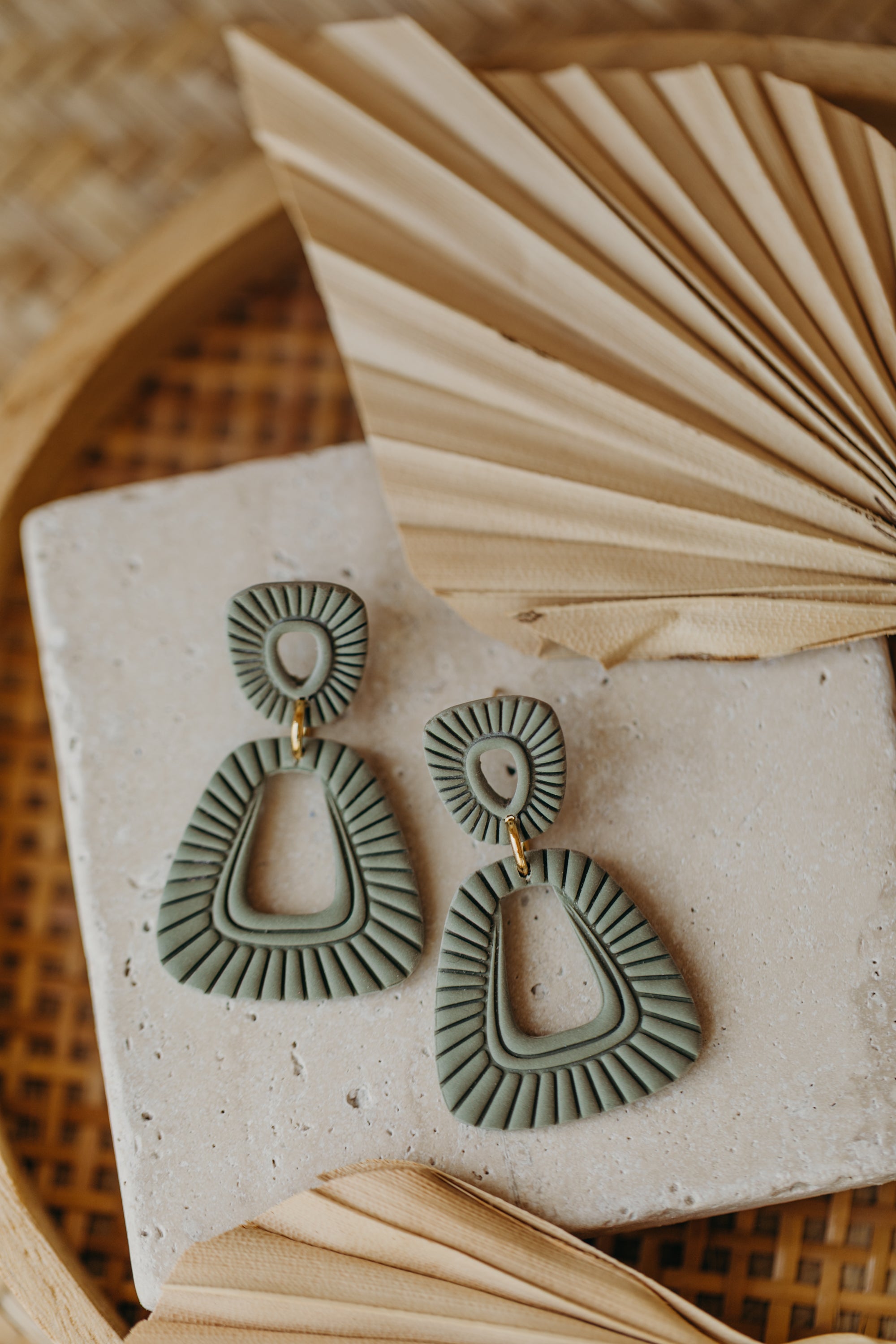 Francesca - Polymer clay earrings in orange, light purple and red