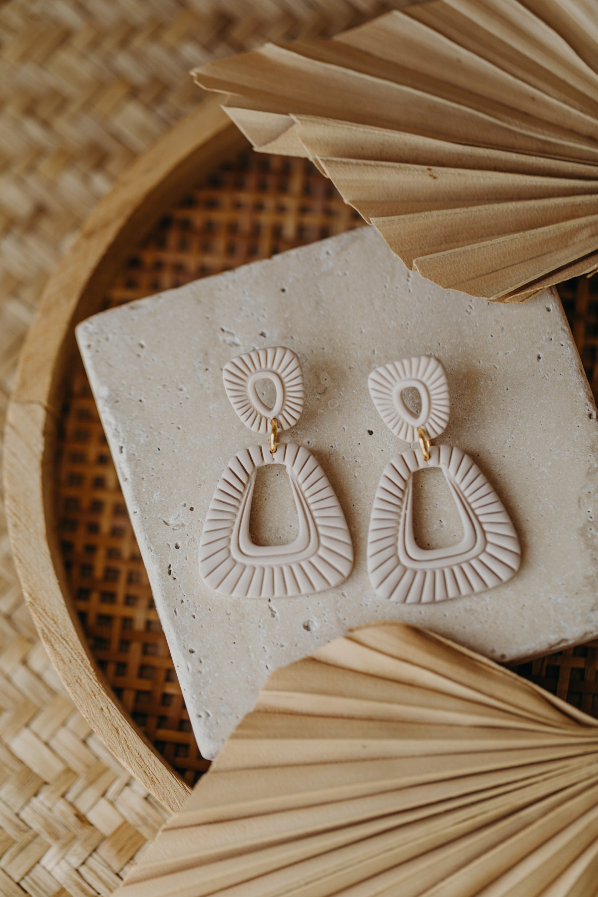 Francesca - Polymer clay earrings in orange, light purple and red