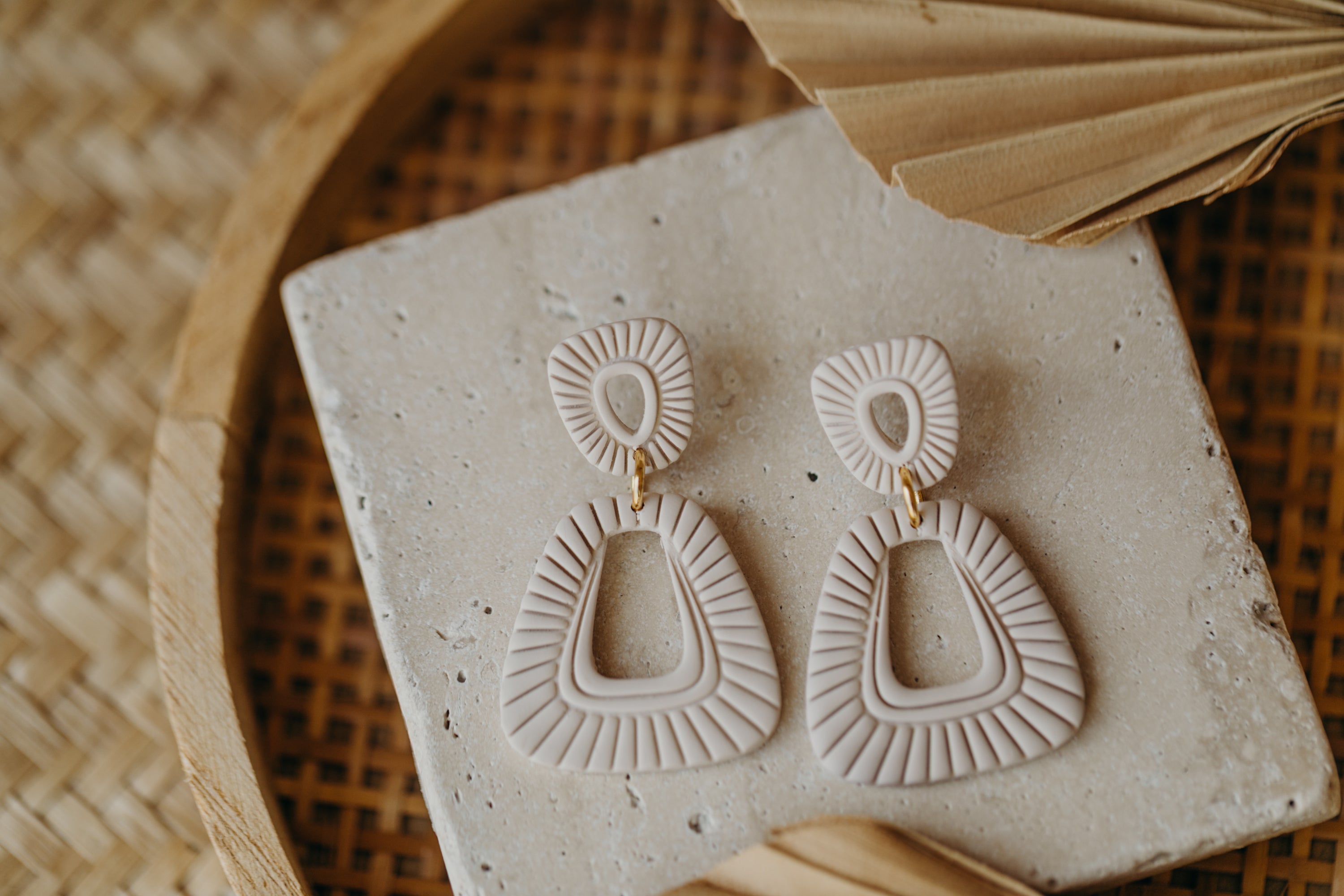 Francesca - Polymer clay earrings in orange, light purple and red