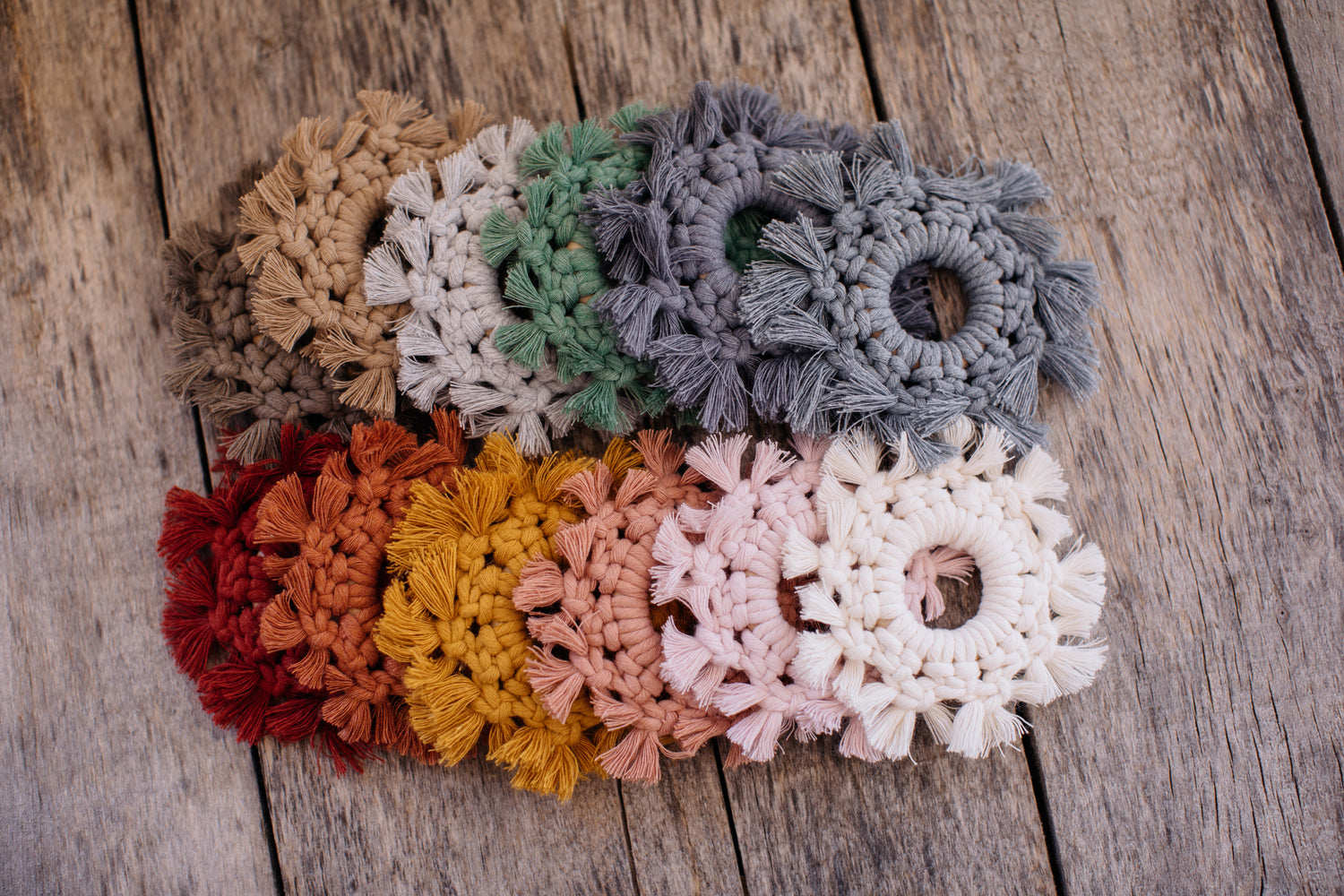 small colorful macrame stars