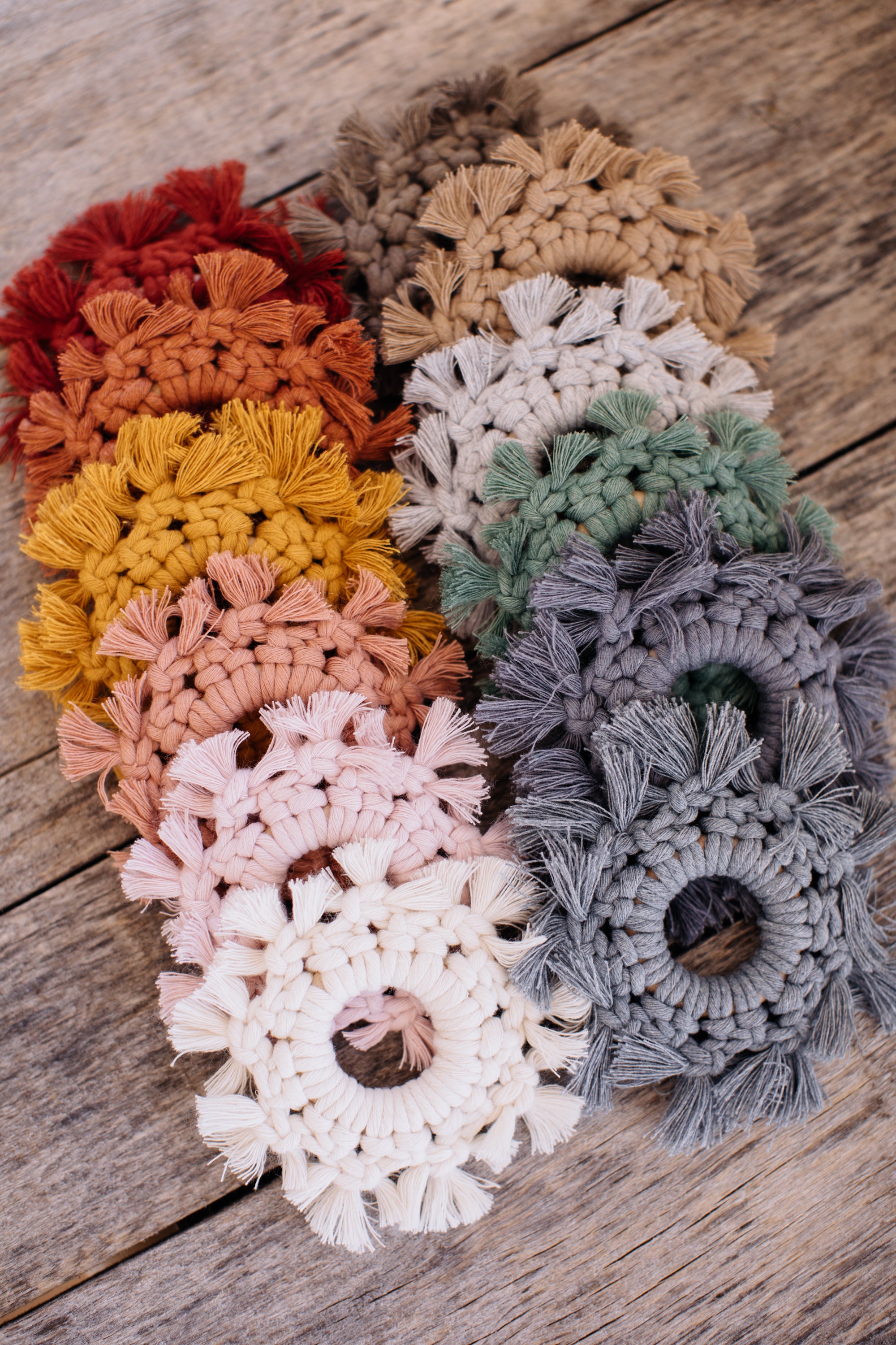 small colorful macrame stars