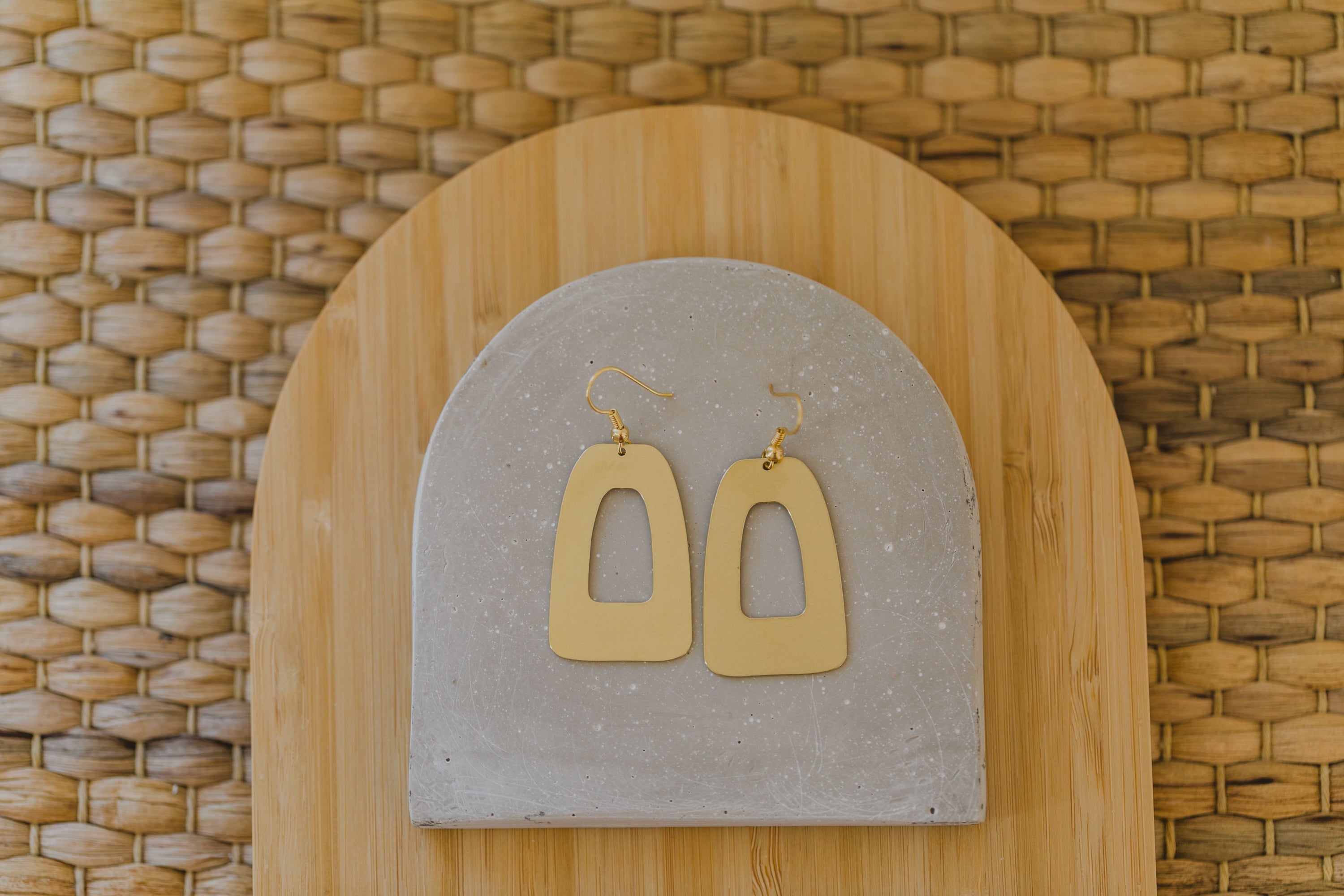 Messing Ohrringe abgerundetes Rechteck