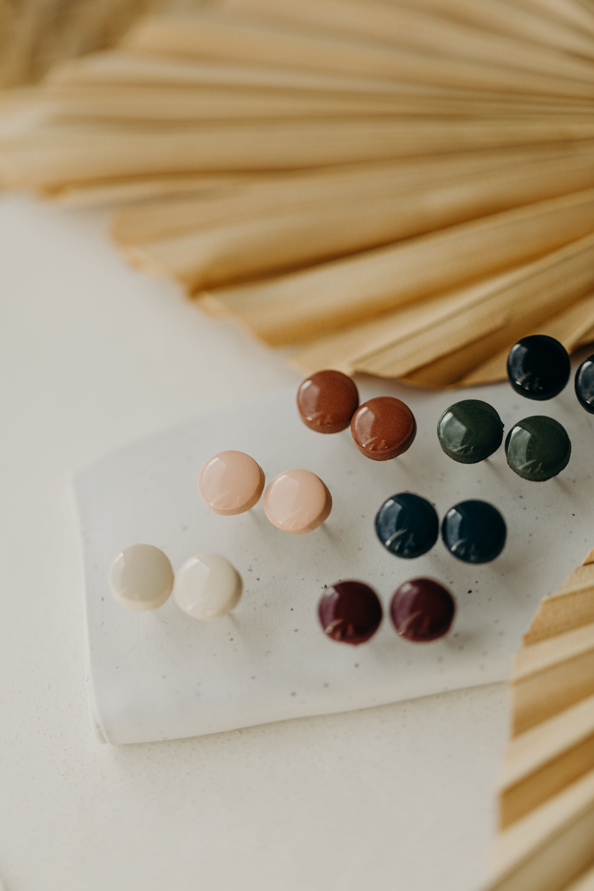 MICI - small round shiny polymer clay earrings