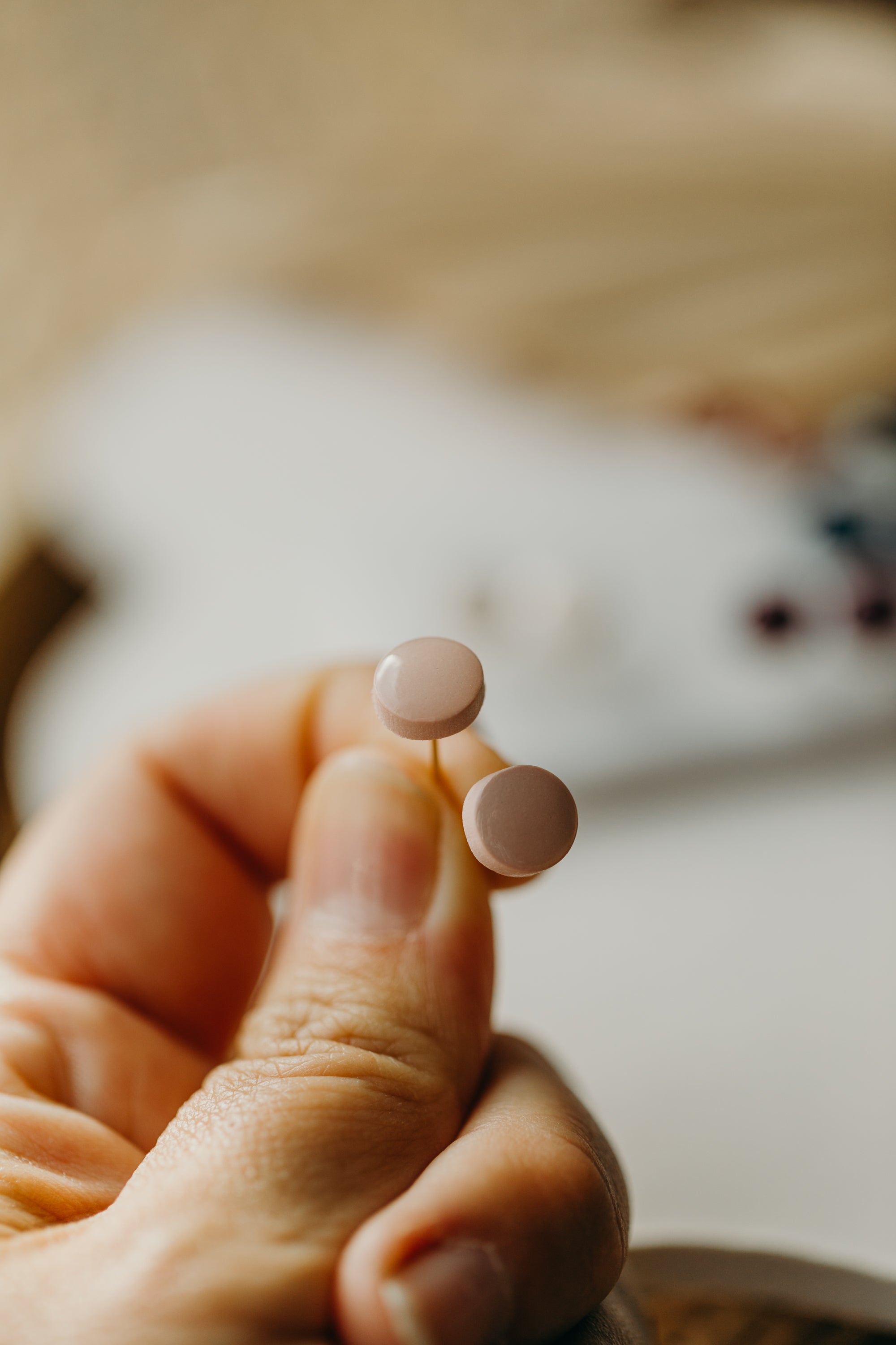MICI - small round shiny polymer clay earrings