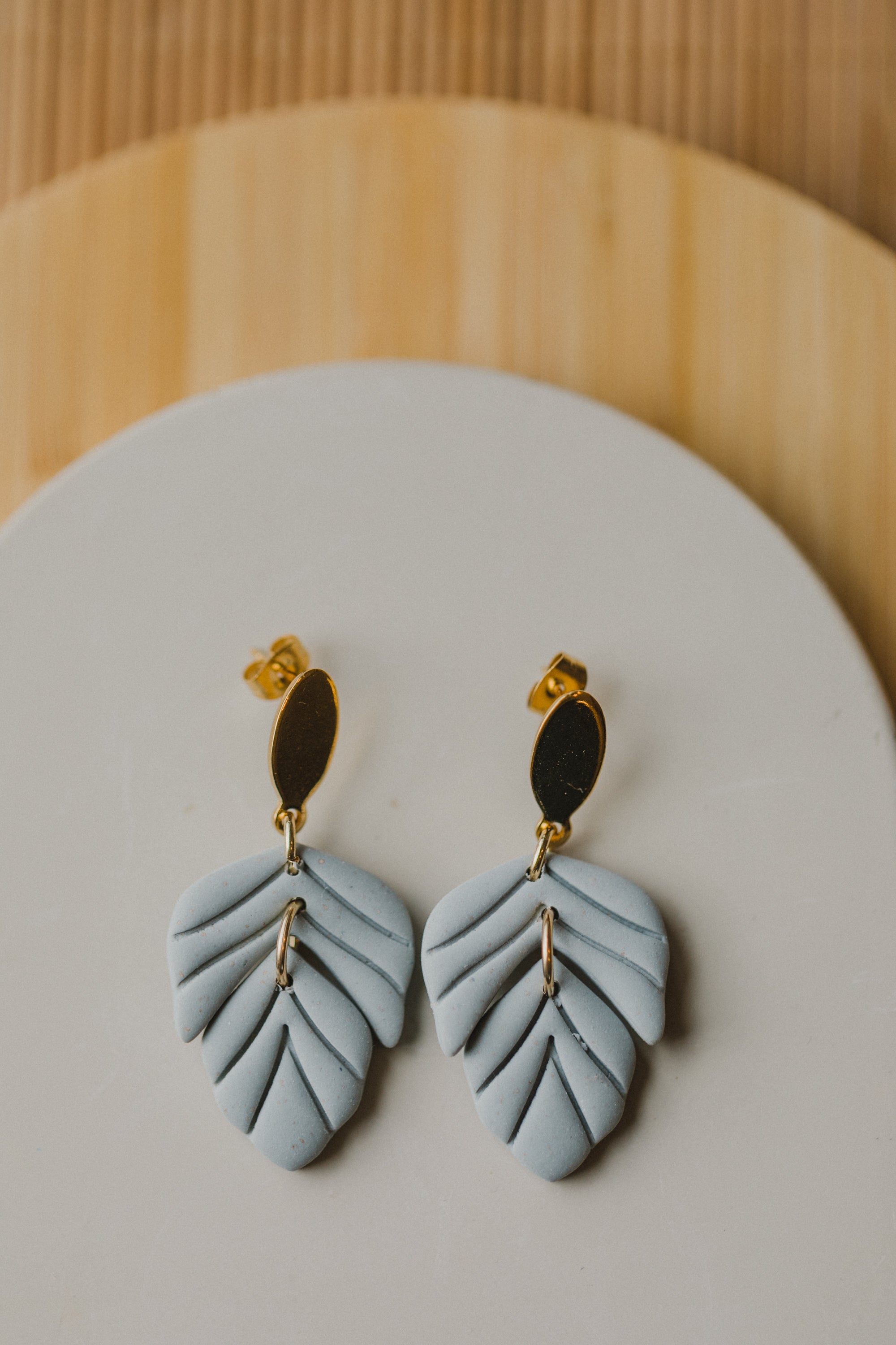 Blatt Ohrringe aus Polymer Ton