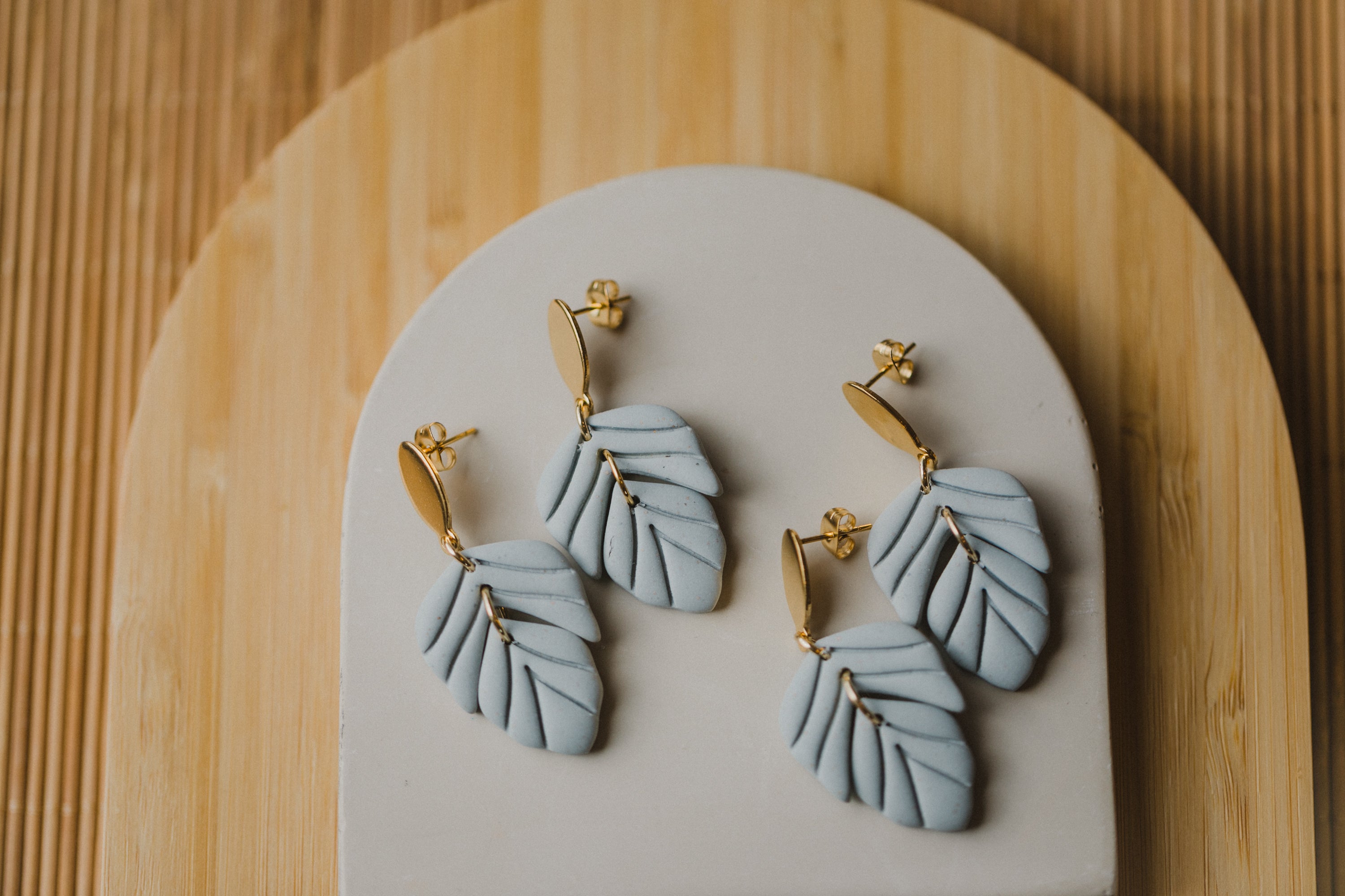 Blatt Ohrringe aus Polymer Ton