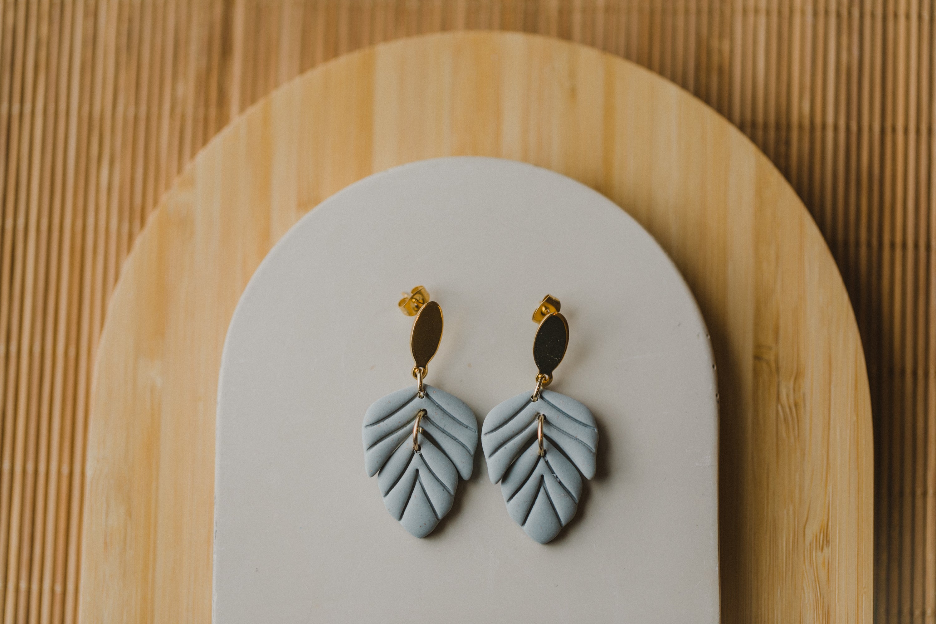 Blatt Ohrringe aus Polymer Ton